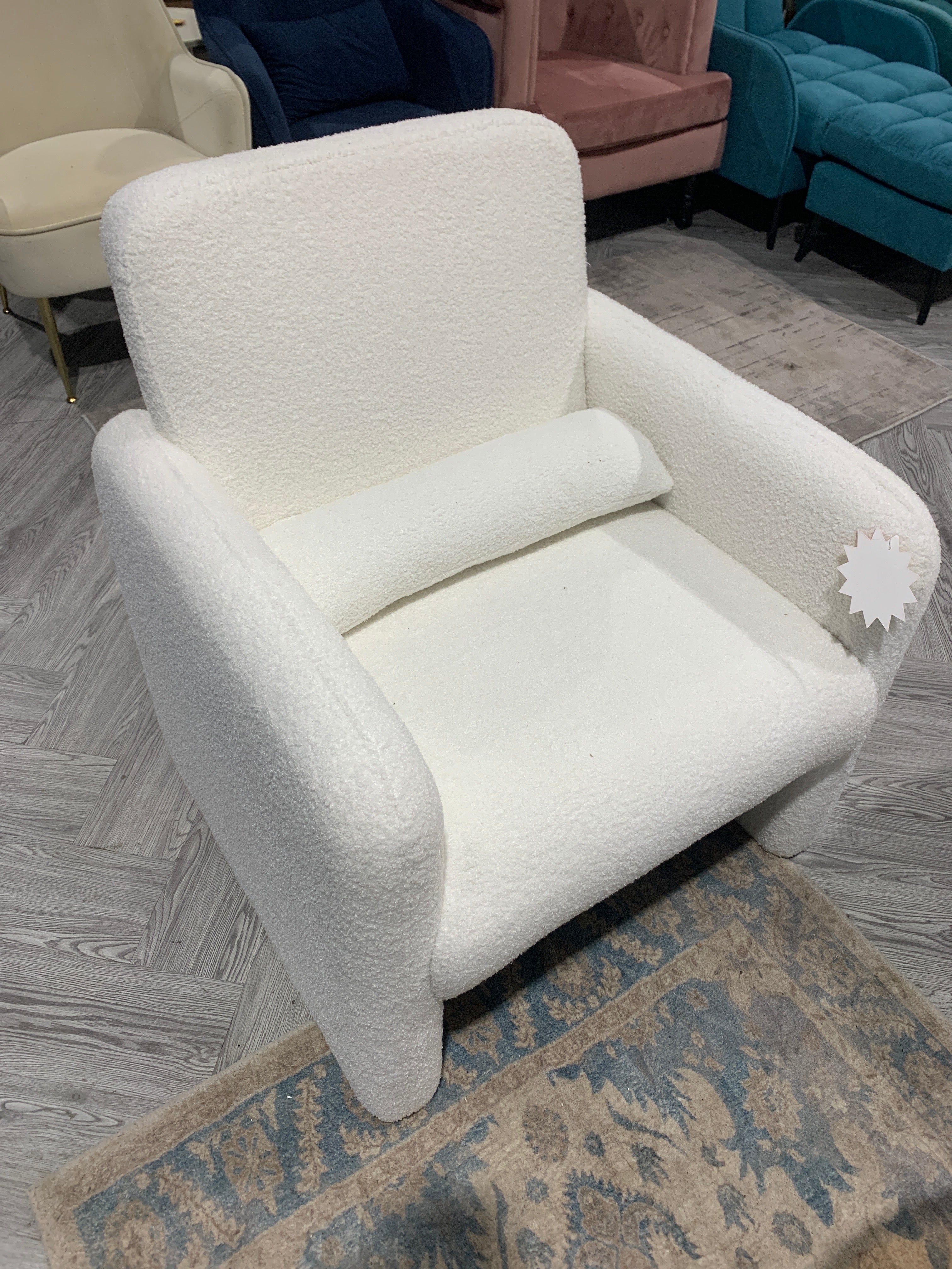 Teddy Fleece Modern Accent Armchair with Lumbar Pillow