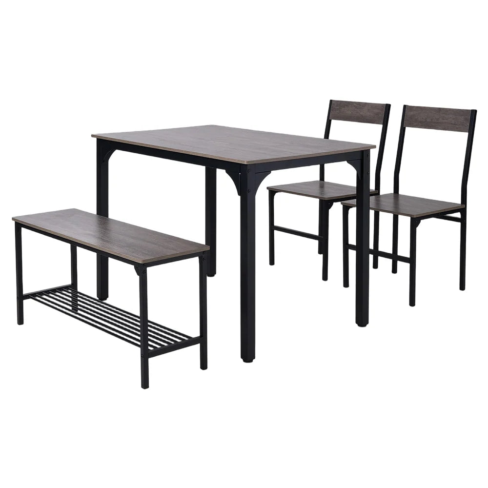 New Set of 4 Dining Table with Bench and Chairs