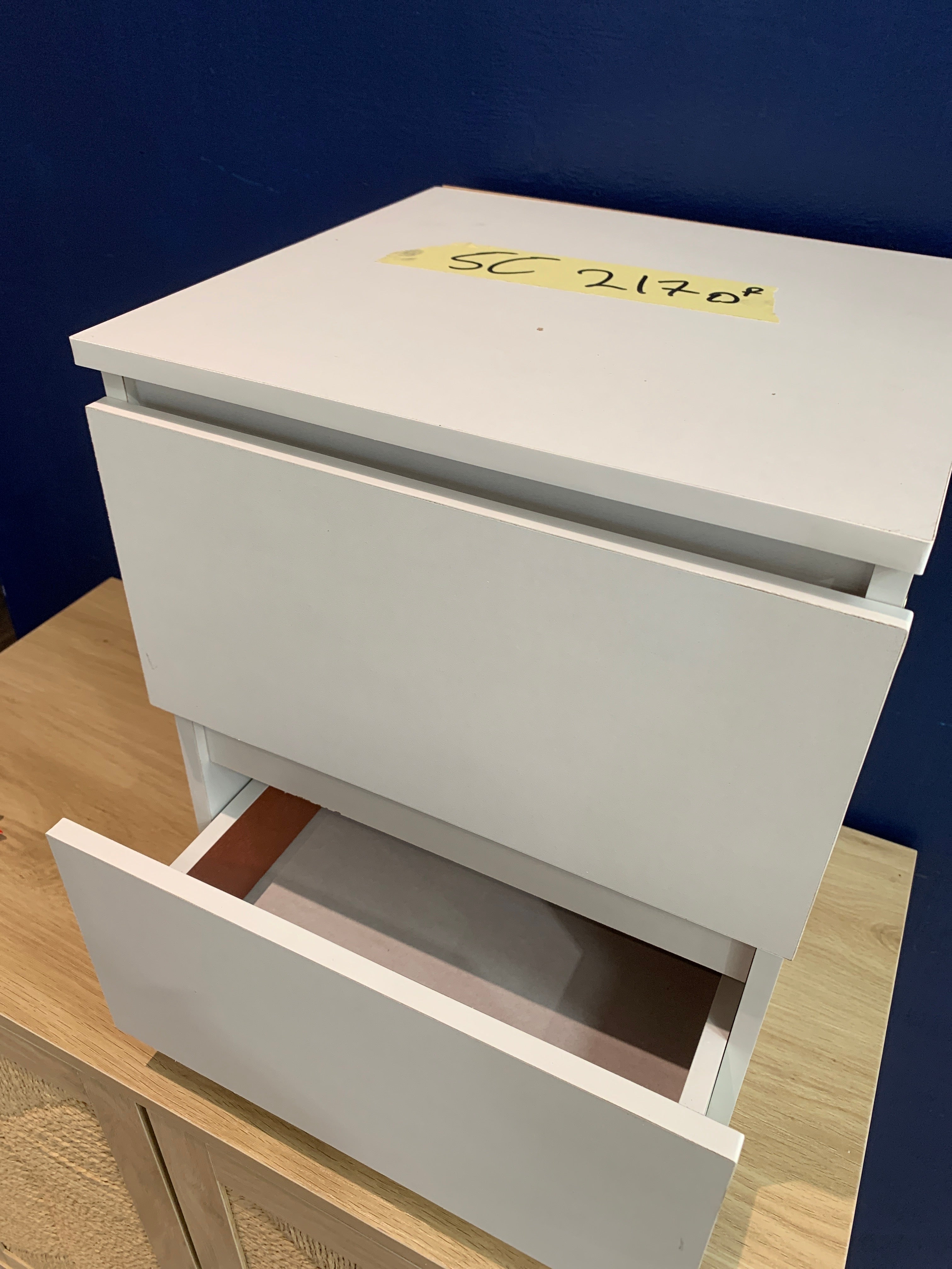 White Small Bedside Table Nightstand with 2 Drawers