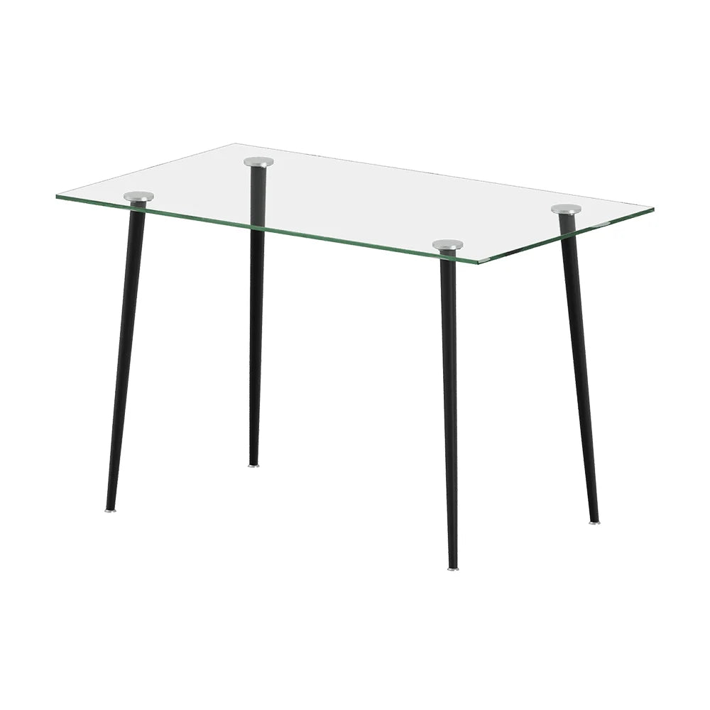 New Modern Dining Table with Tempered Glass Tabletop & Metal Legs