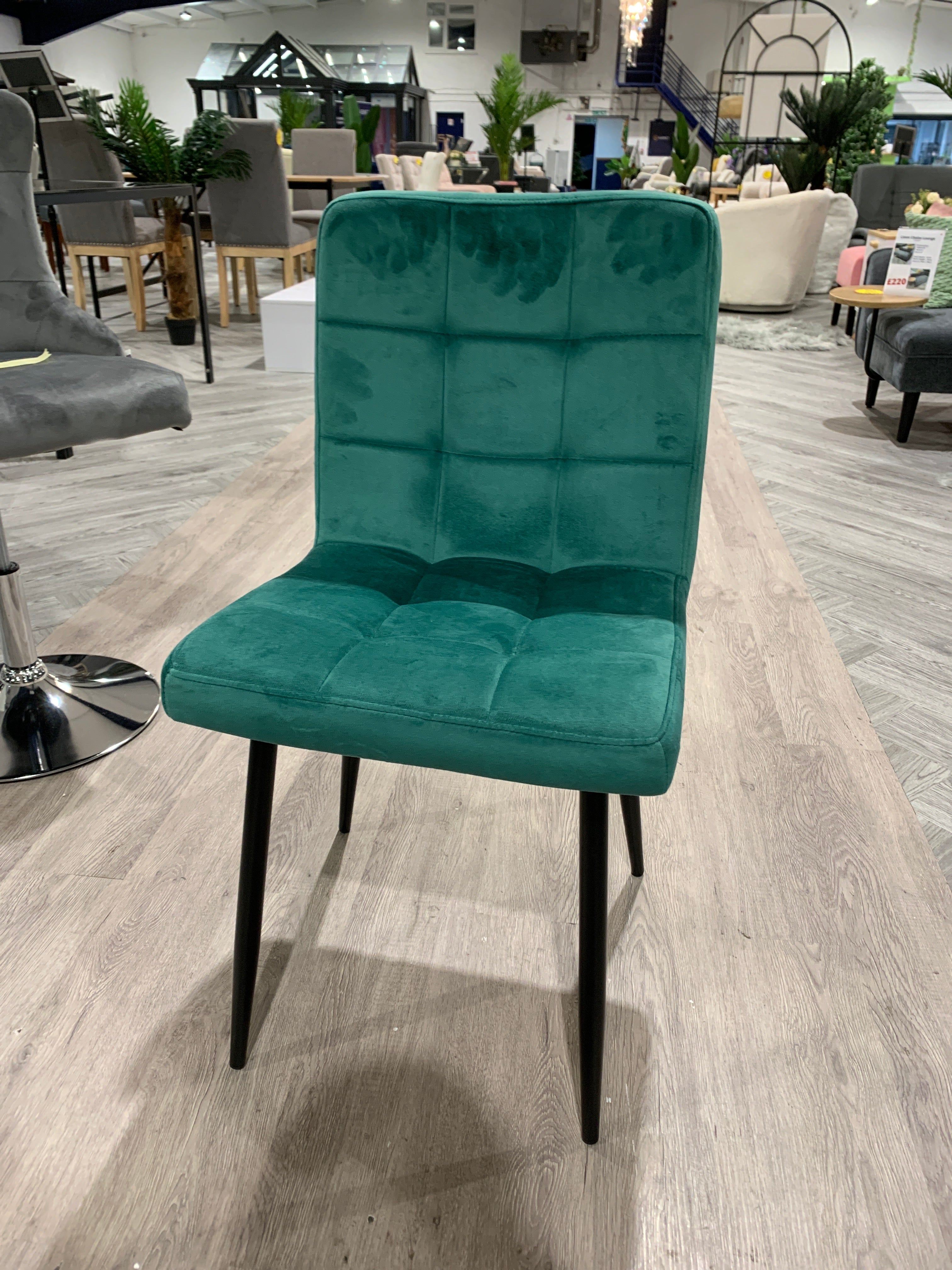 Green Contemporary Frosted Velvet Dining Chair with Metal Legs 1PC