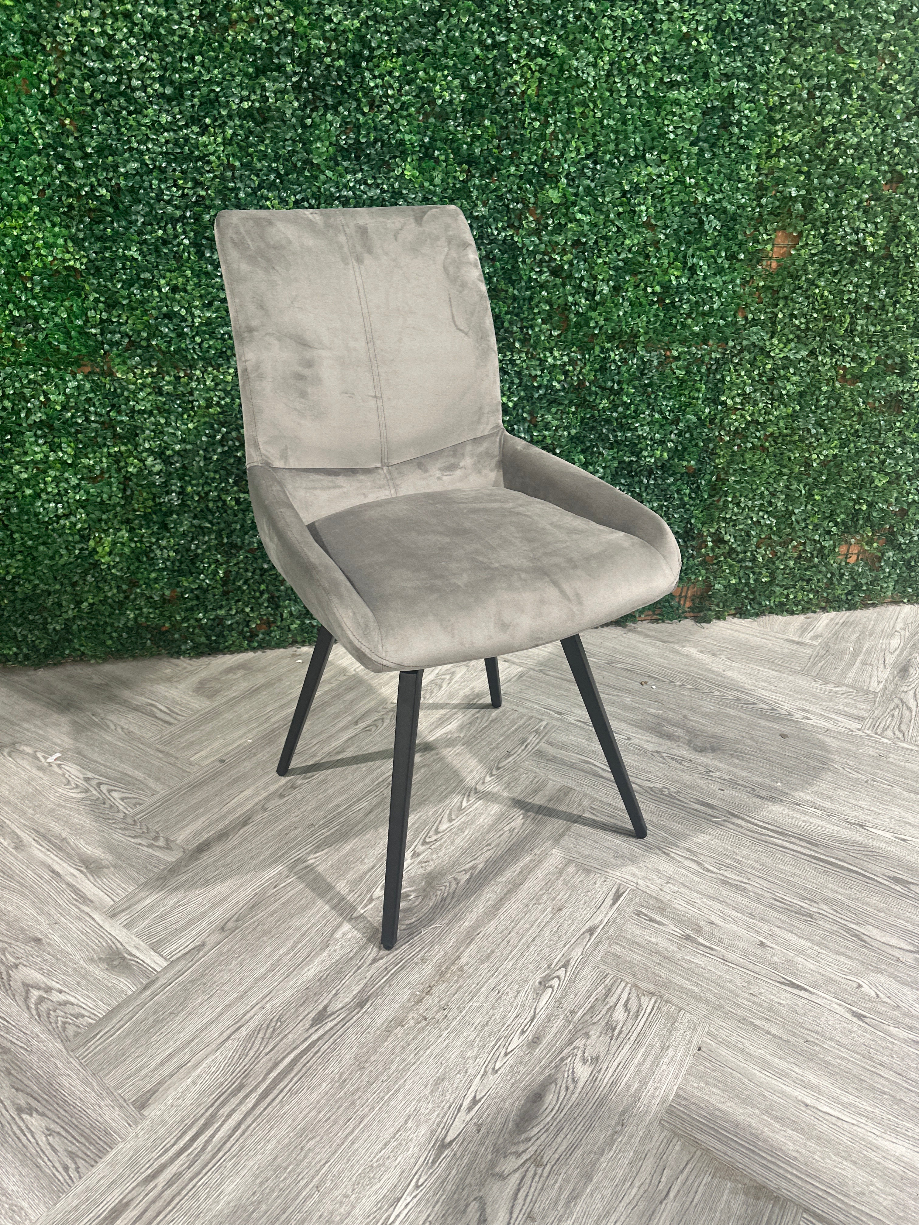 Set of 2 Siena Velvet Upholstered Dining Chairs Dark Grey