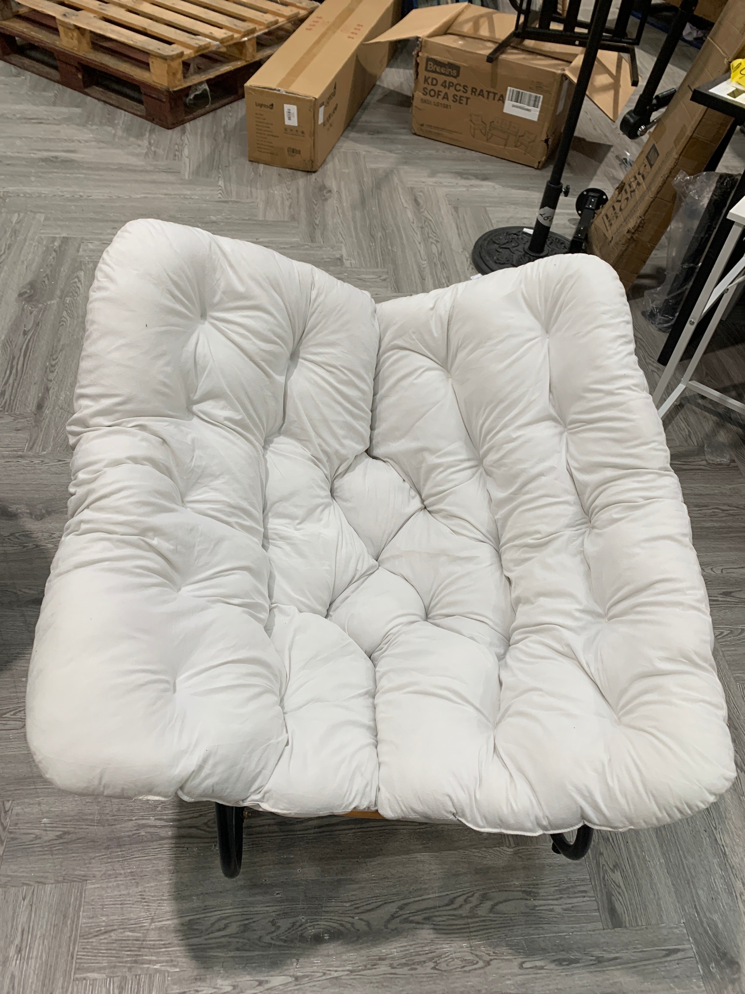 Modern Rocking Chair with Cushion Beige