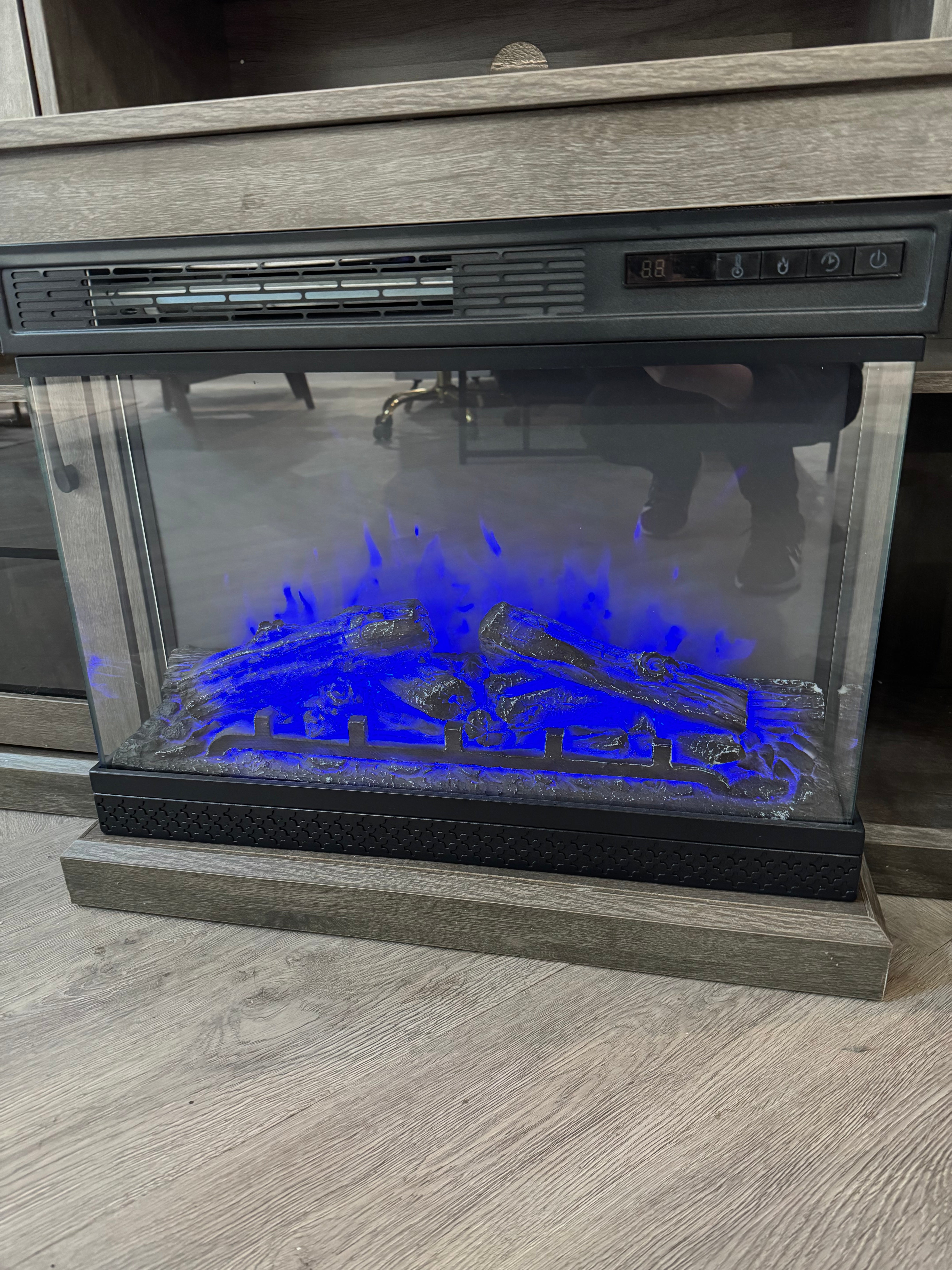 24 Inch 3-Sided Electric Fireplace with Brightness Level Flame Colour Options