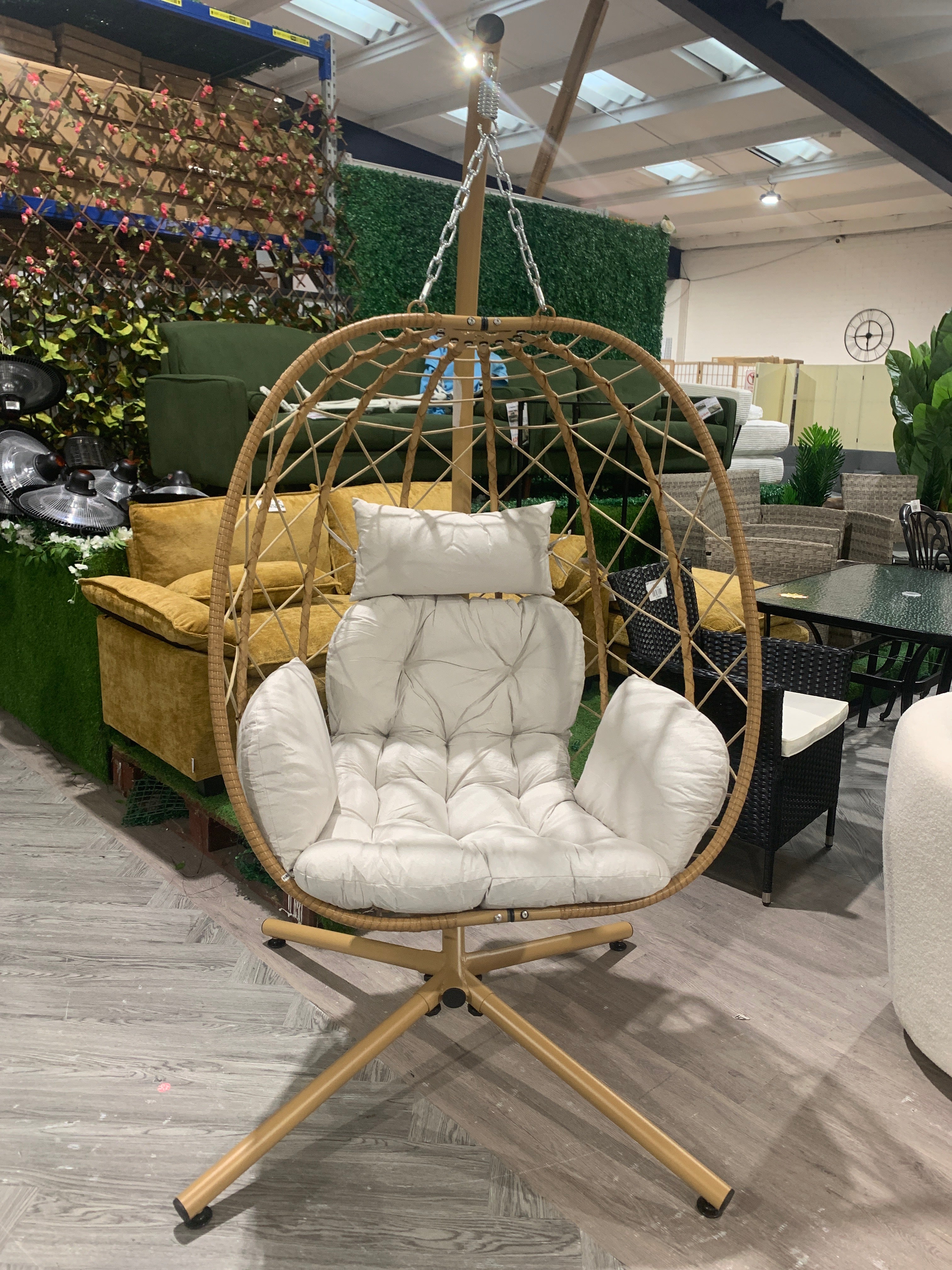 Swing Hanging Egg Chair with Cushion and Pillow