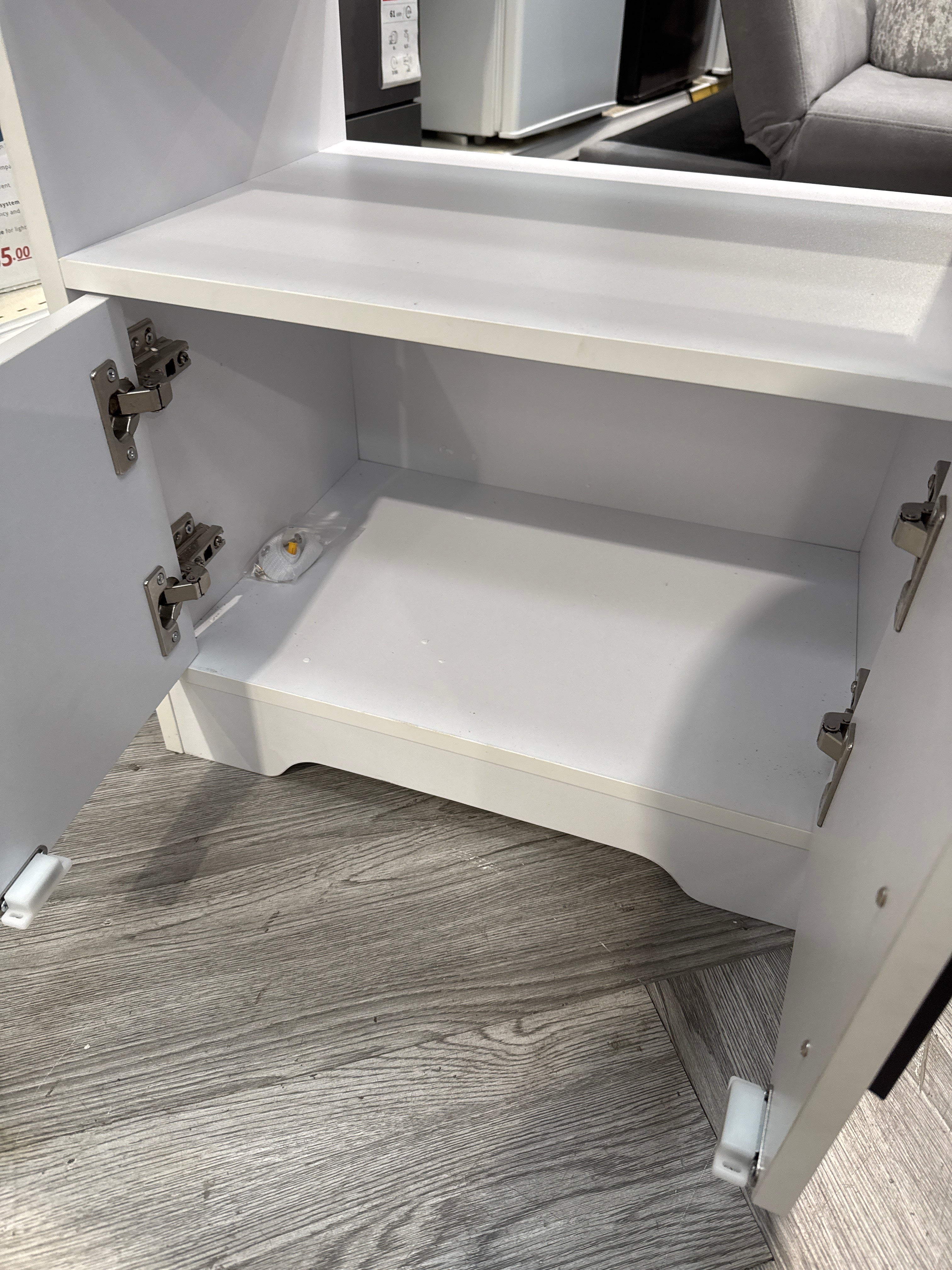 White Contemporary Wooden Sideboard Cabinet with Open Storage