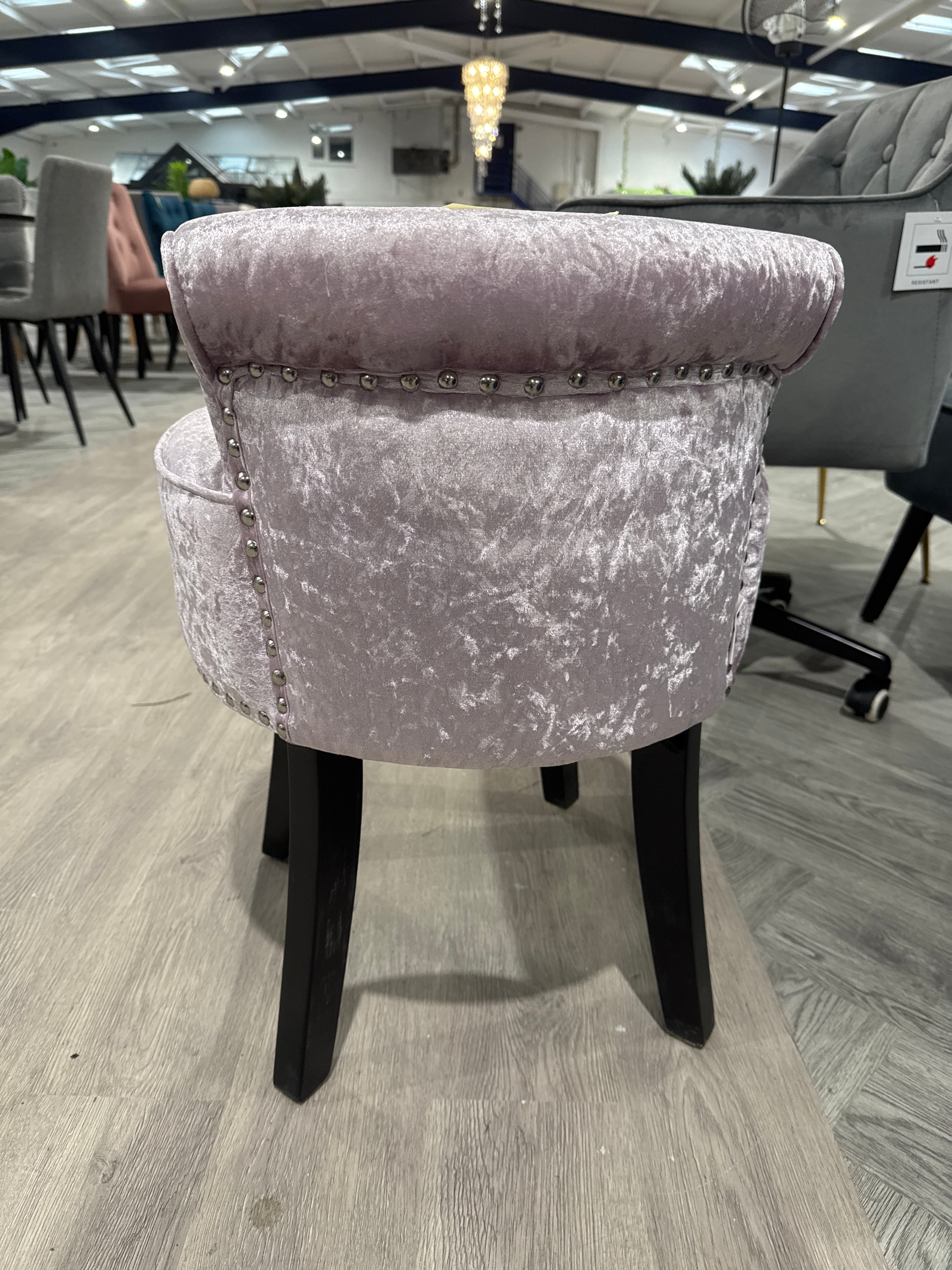 Pink Ice Velvet Nailhead Dressing Table Stool