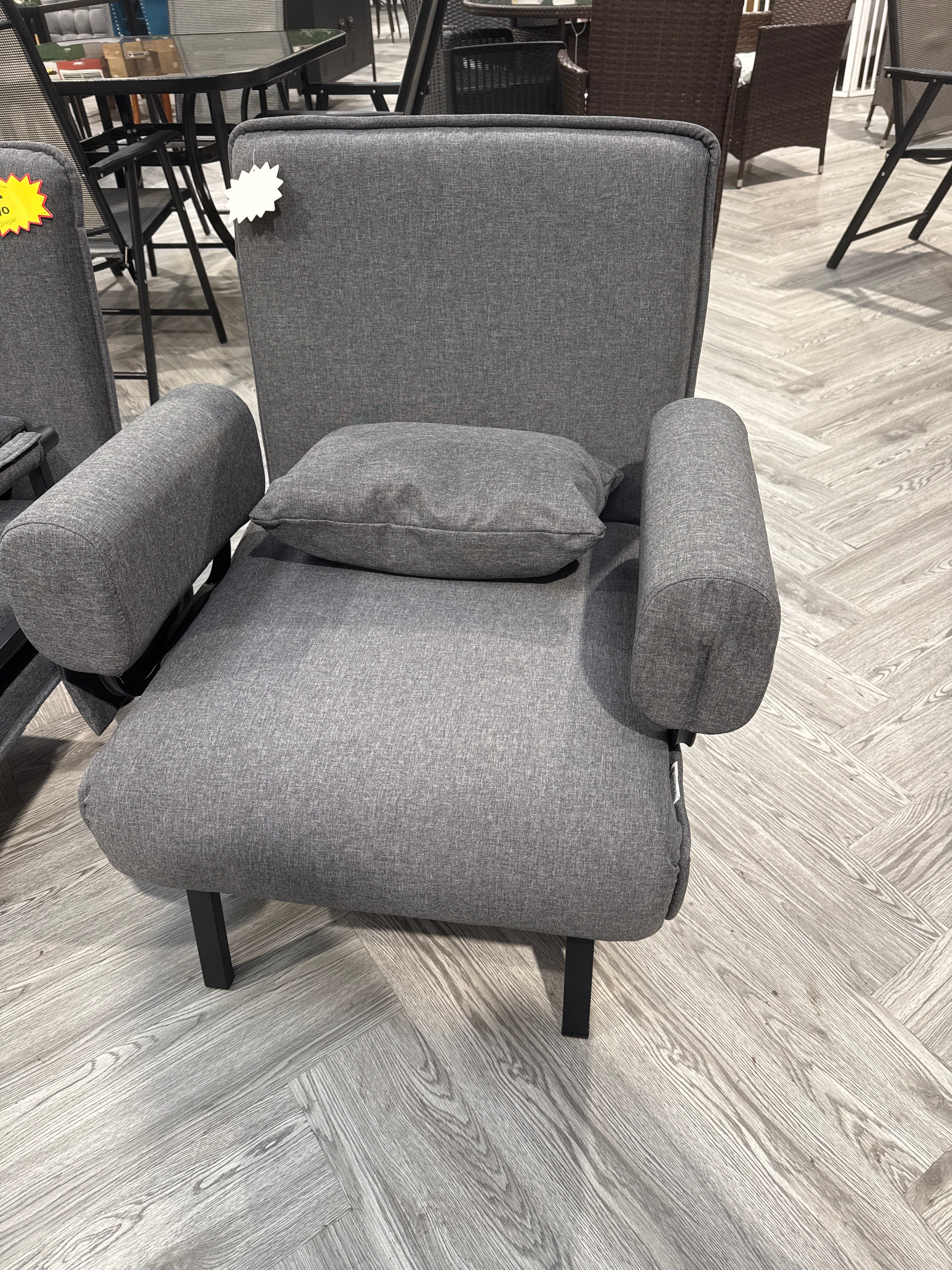 Grey Convertible Recliner Single Bed with Pillow and Pocket