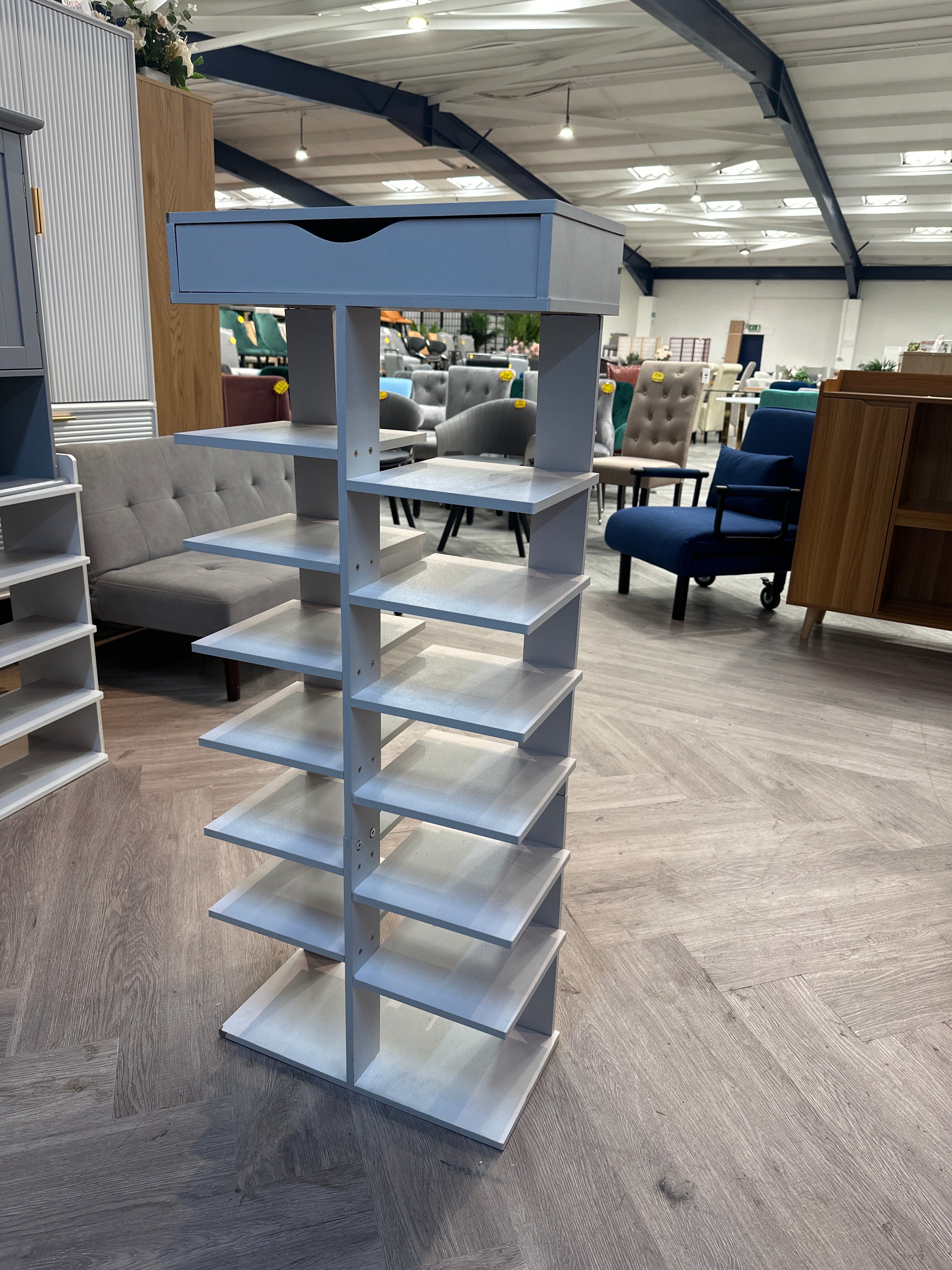 8 Tier Shoe Rack with Drawer Organiser Storage Shelf Hallway Shoe Rack