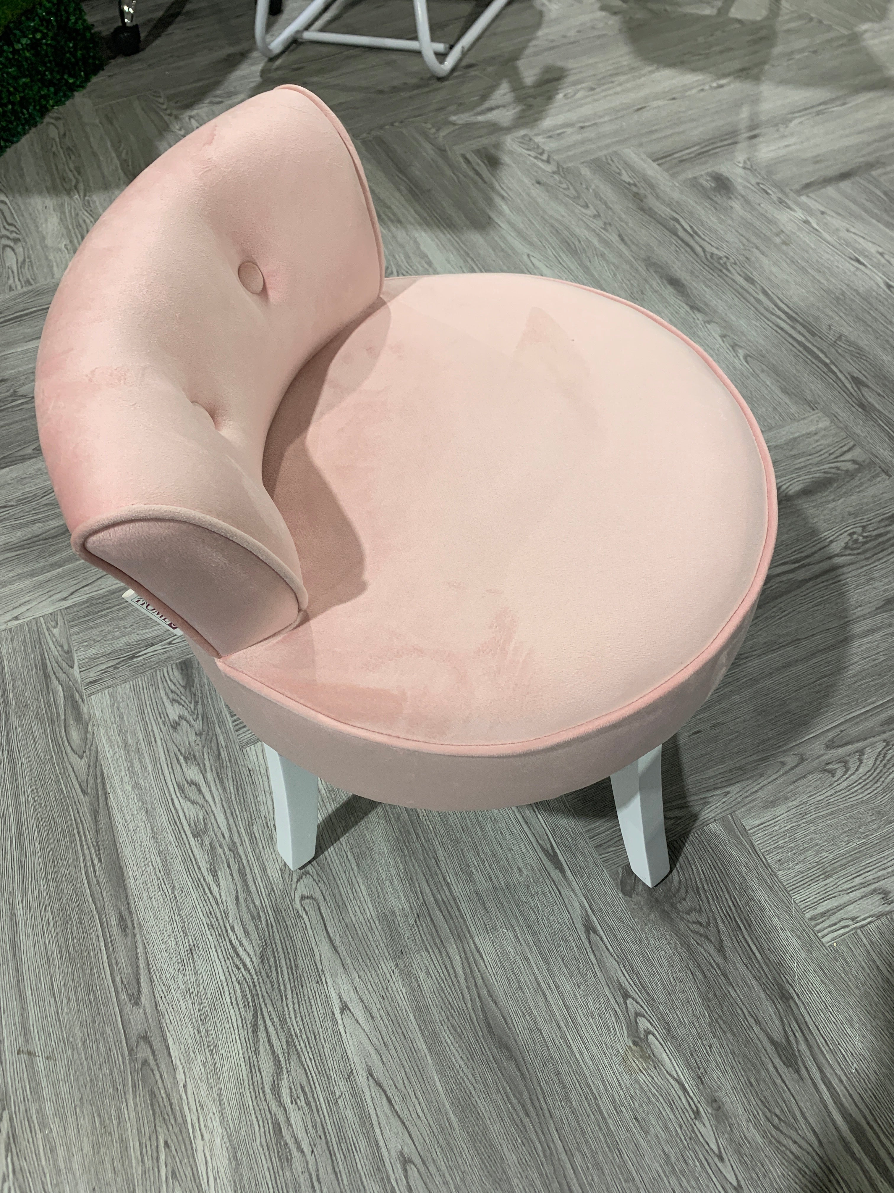 Velvet Soft Seat Low Back Vanity Stool Dressing Table Chair Pink