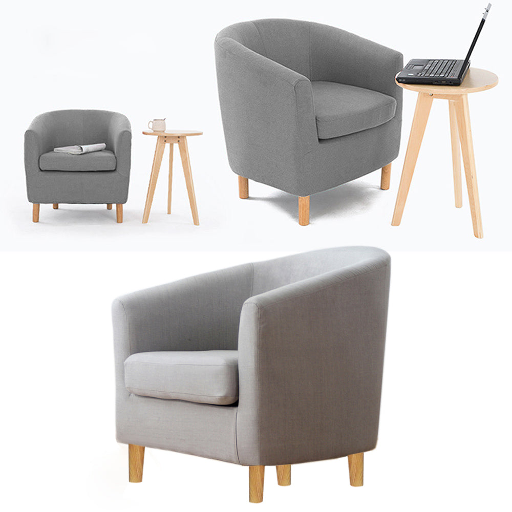 New Grey Single Tub Linen Upholstered Armchair