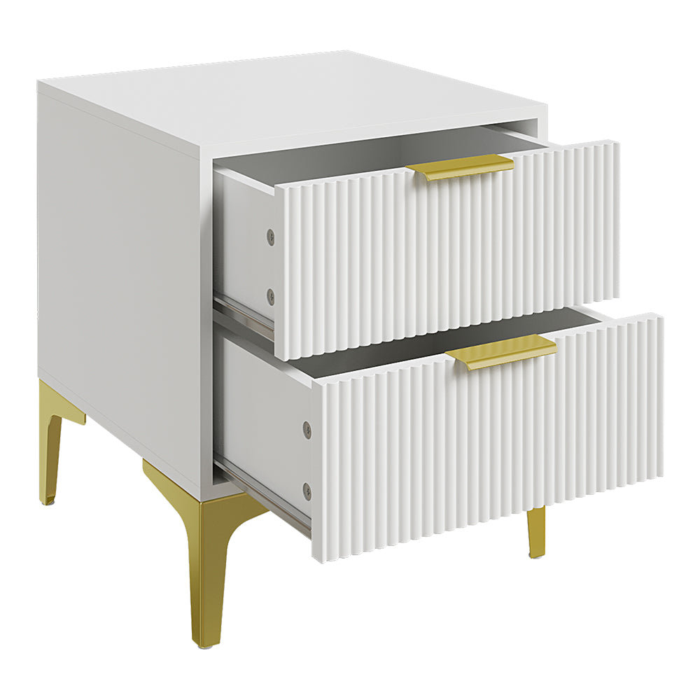 New Bedside Table with Two Drawers with Anti Slip Metal Legs