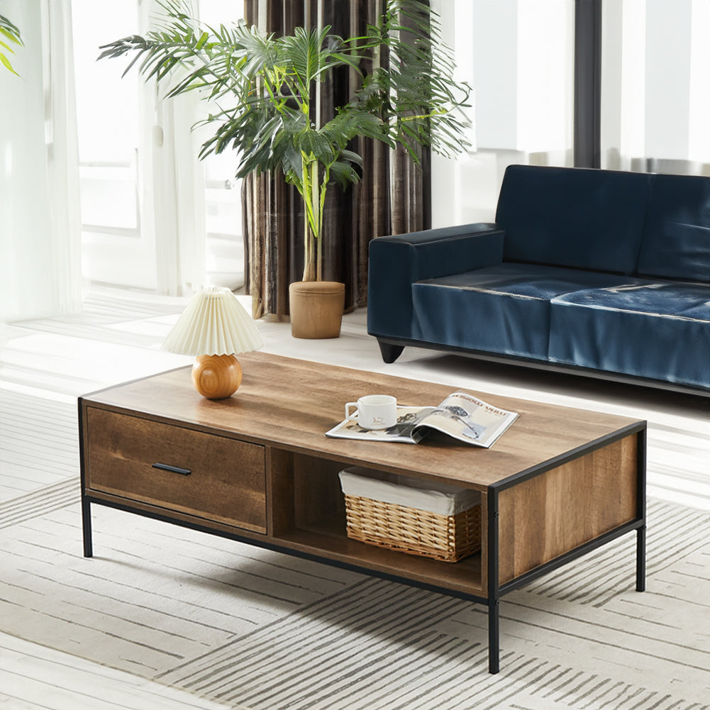 Rustic Metal Frame Coffee Table