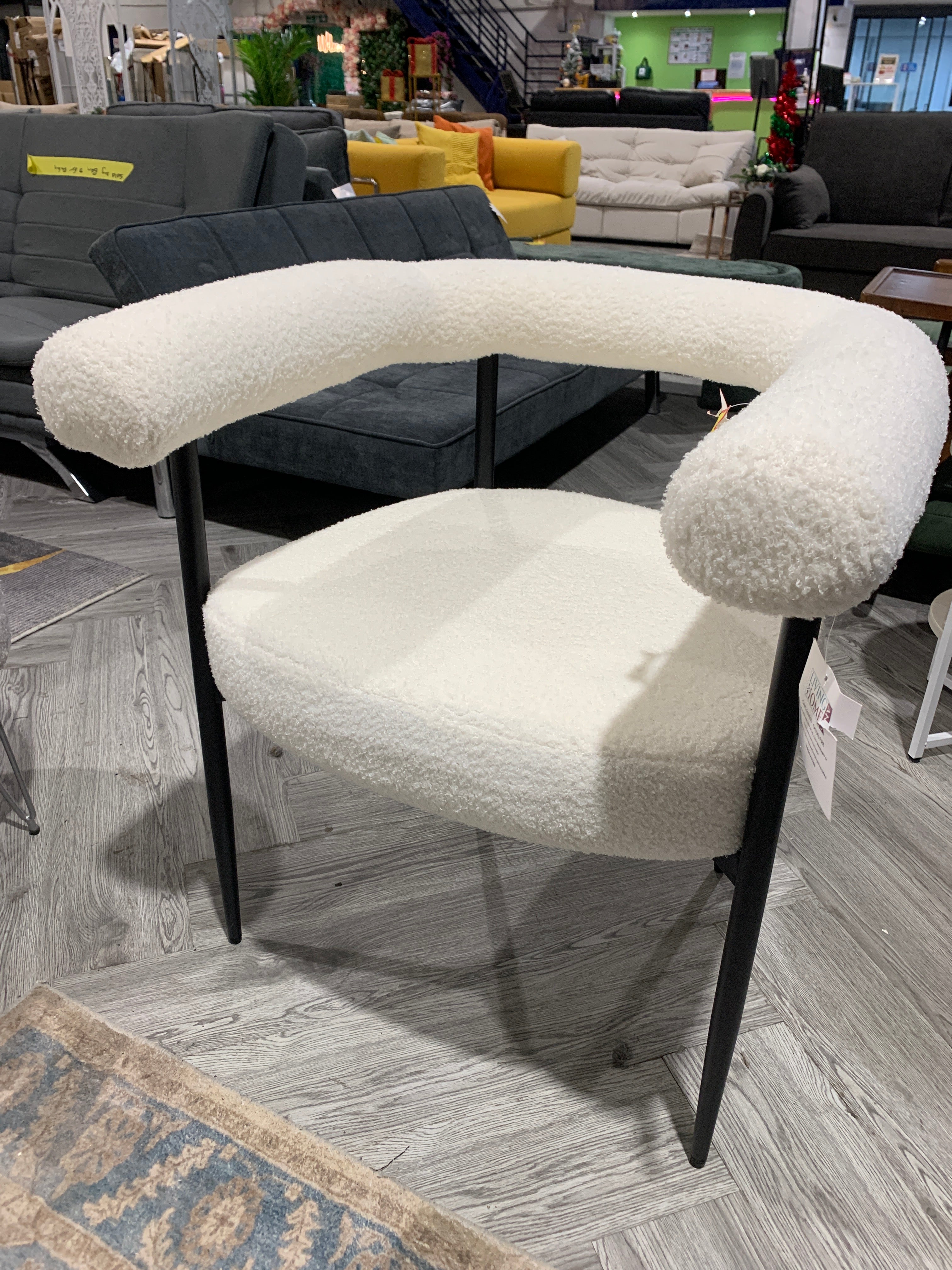 Modern Teddy Dining Chair with Black Metal Legs