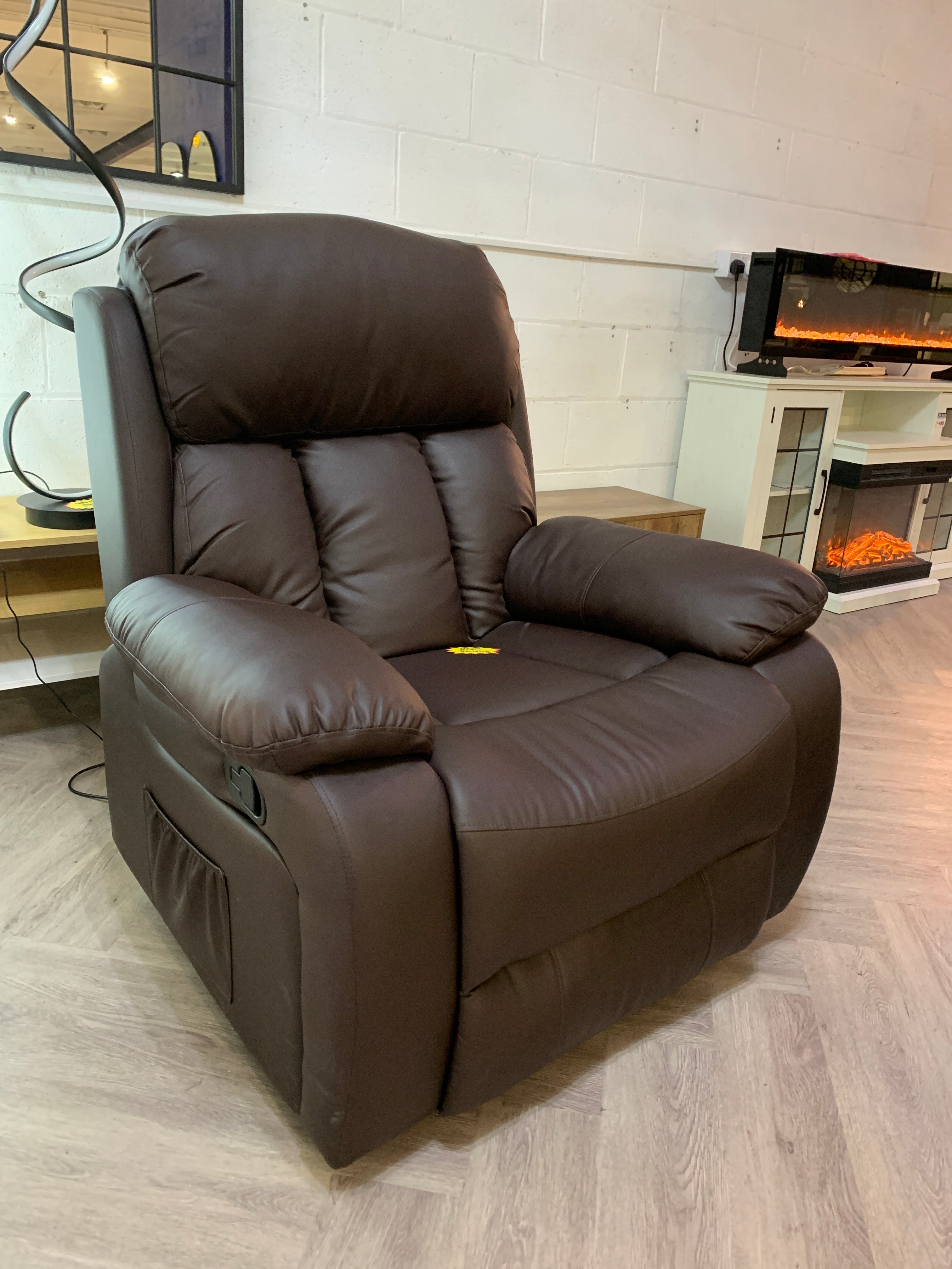 Brown Manual Faux Leather Recliner Massage Armchair with Electric Heating