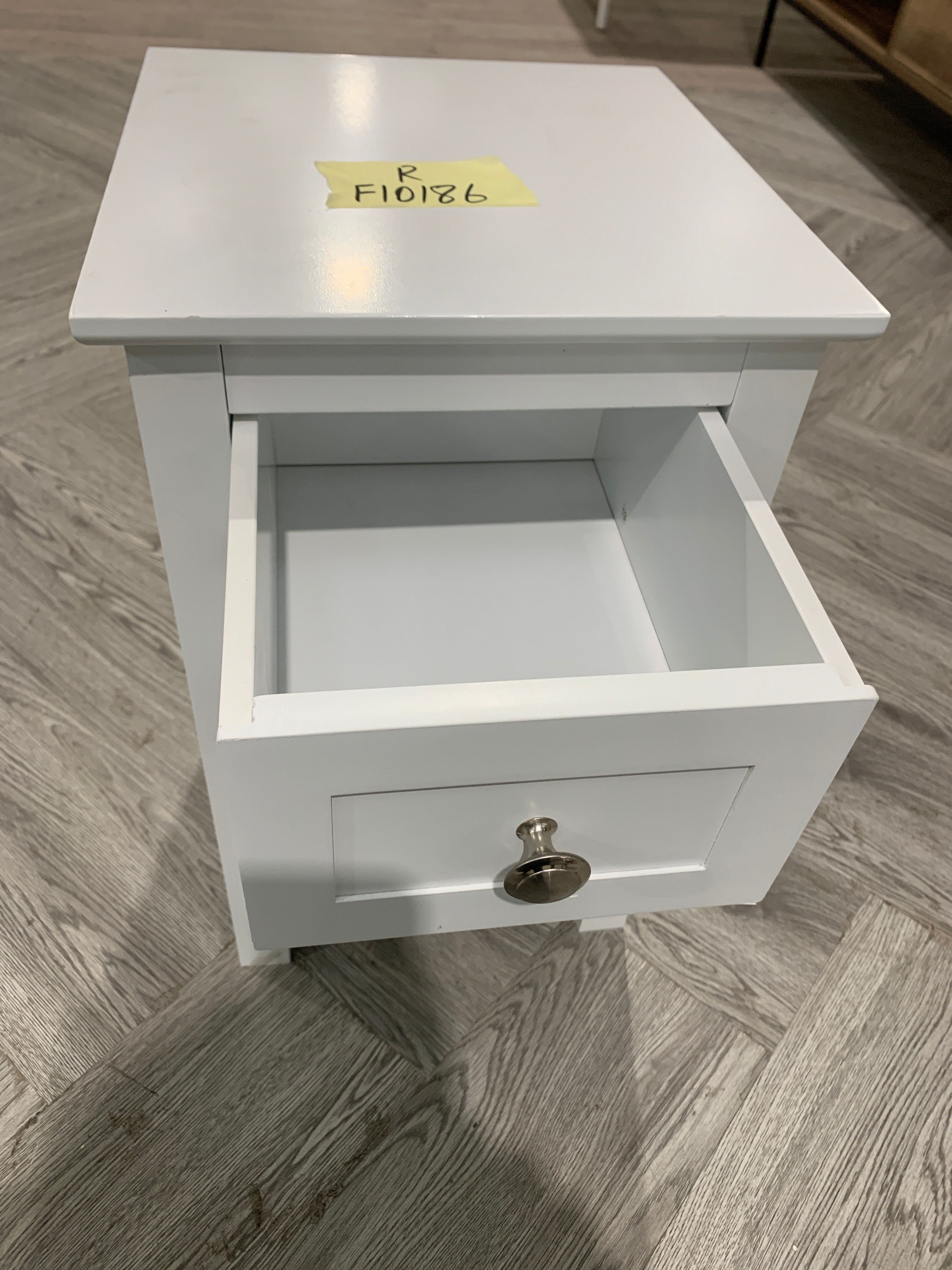 Small White Side Table with a Drawer