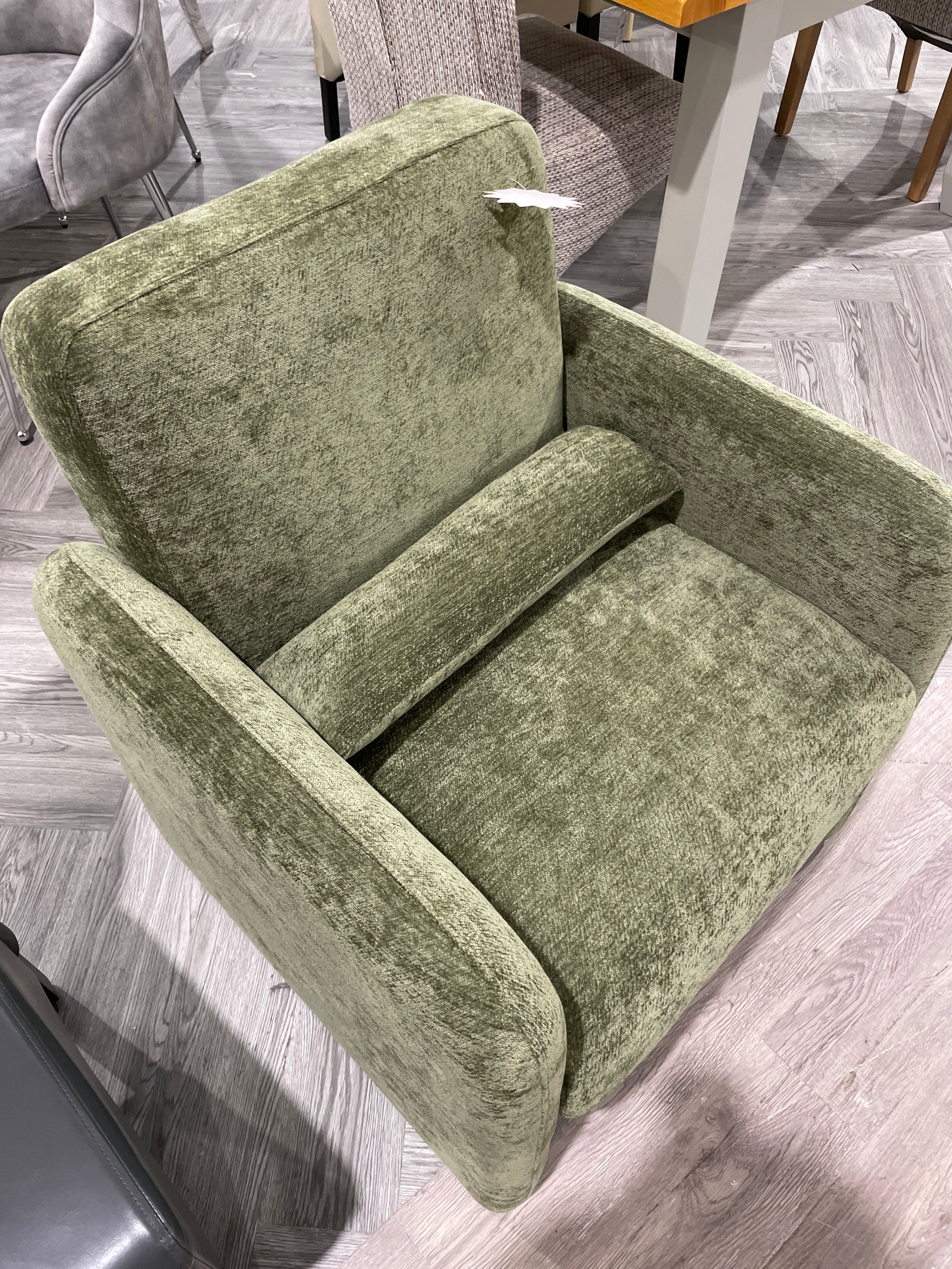 Chenille Modern Accent Chair Armchair with Lumbar Pillow Green
