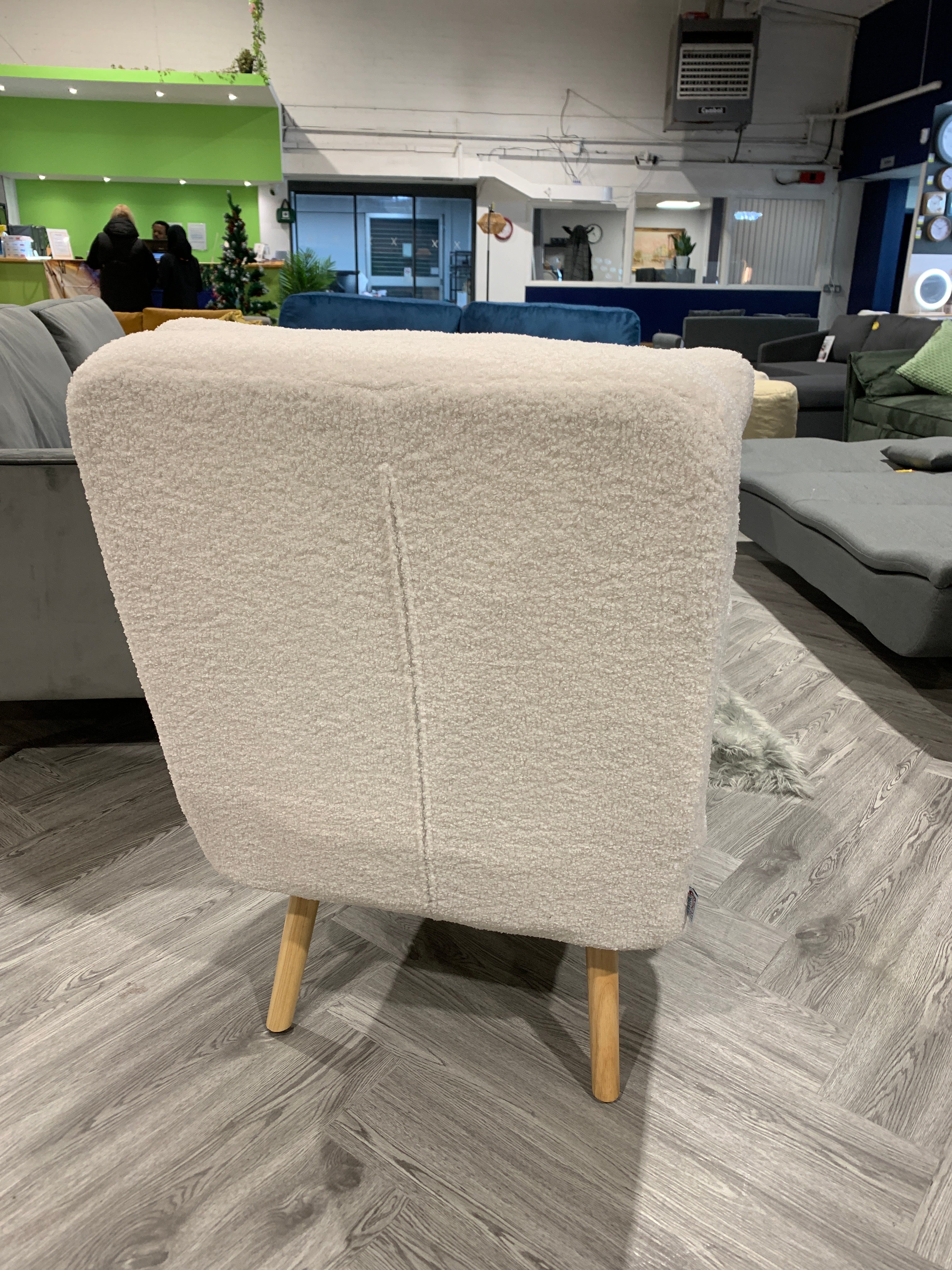 White Sherpa Lounge Chair with Footstool