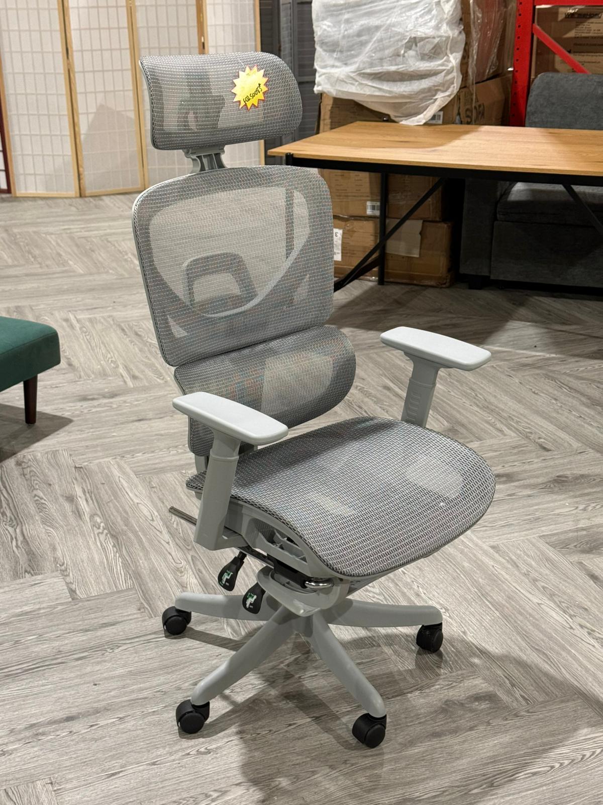 Mesh Fabric Height Adjustable Swivel Office Chair with Casters Grey