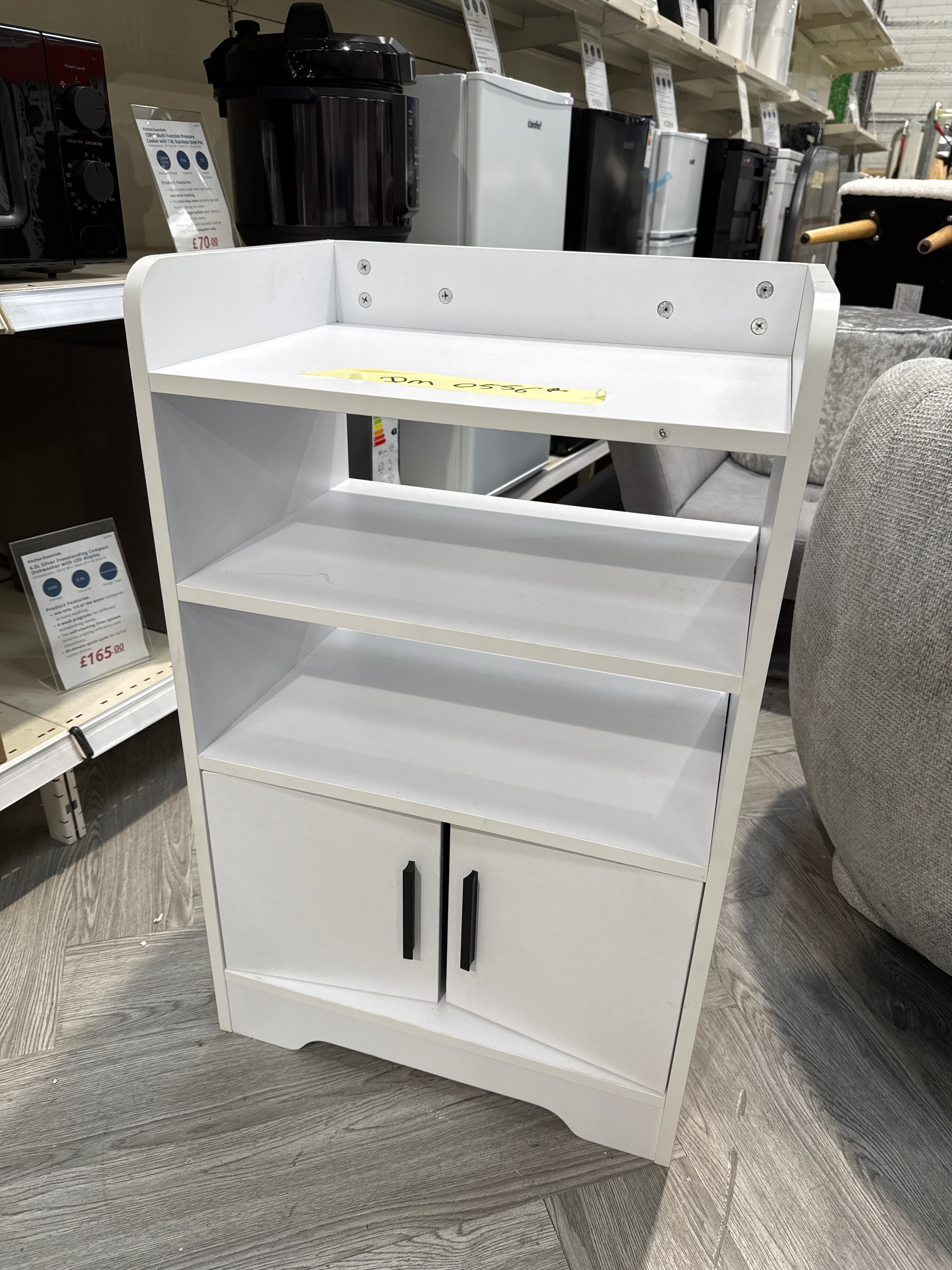 White Contemporary Wooden Sideboard Cabinet with Open Storage