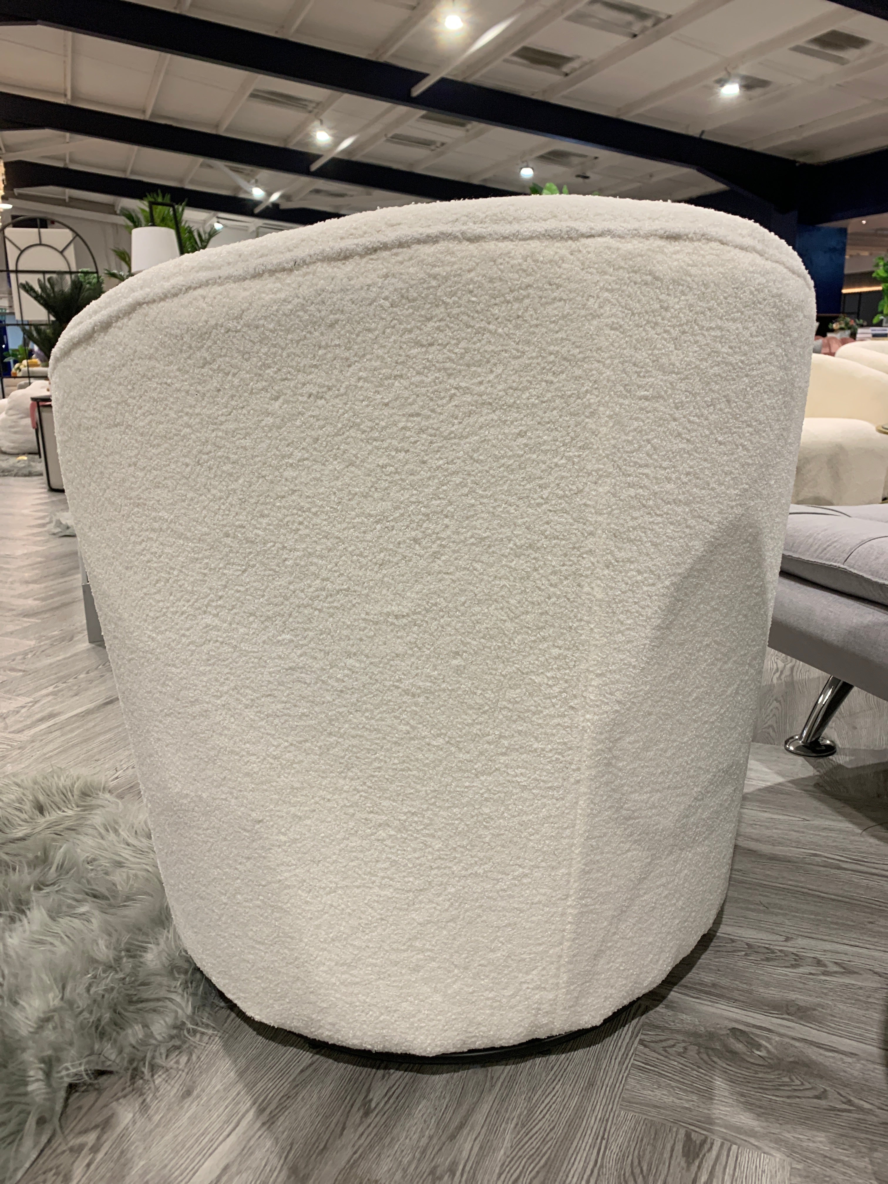 White Teddy Faux Fur Accent Swivel Chair