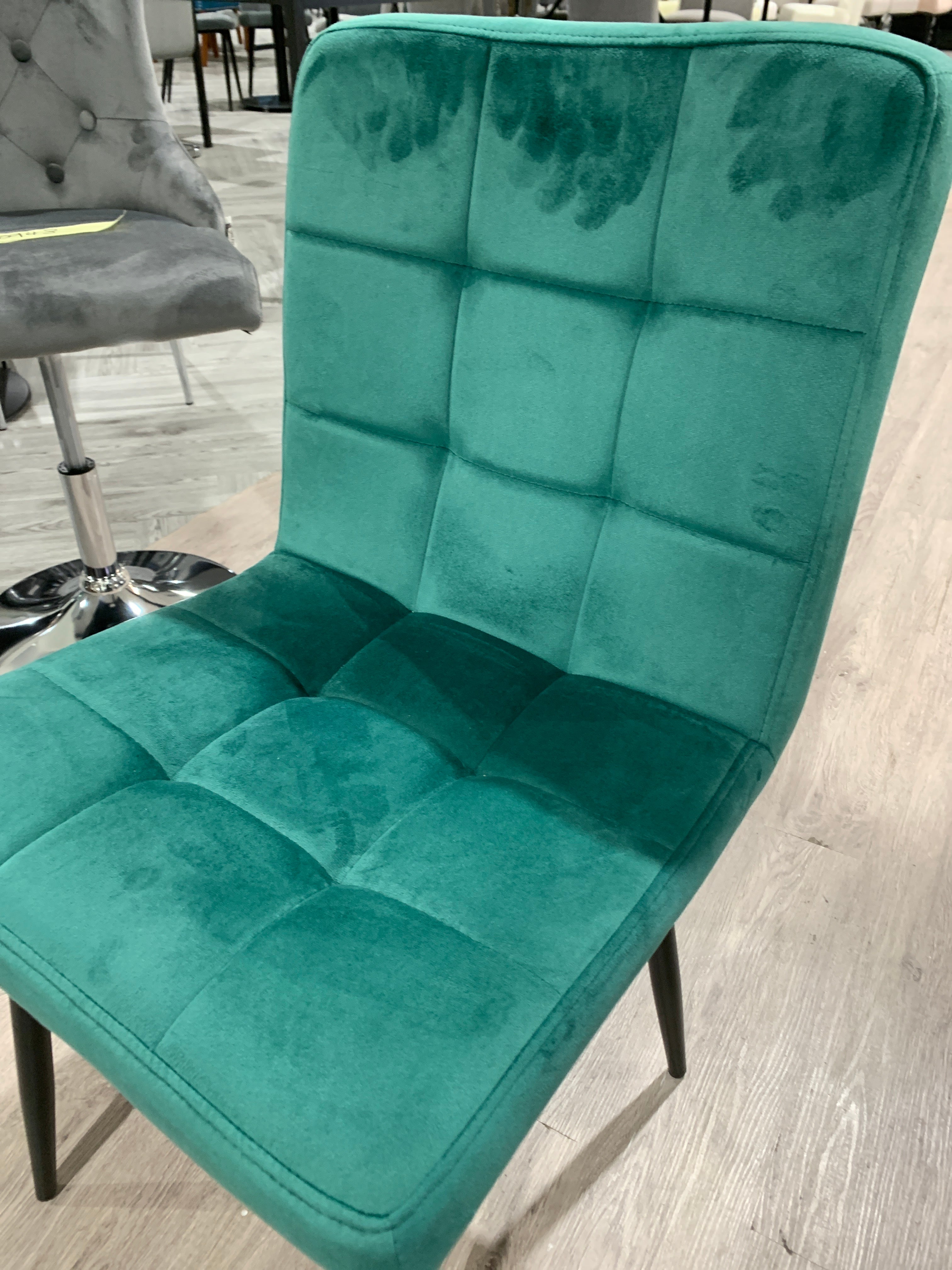 Green Contemporary Frosted Velvet Dining Chair with Metal Legs 1PC