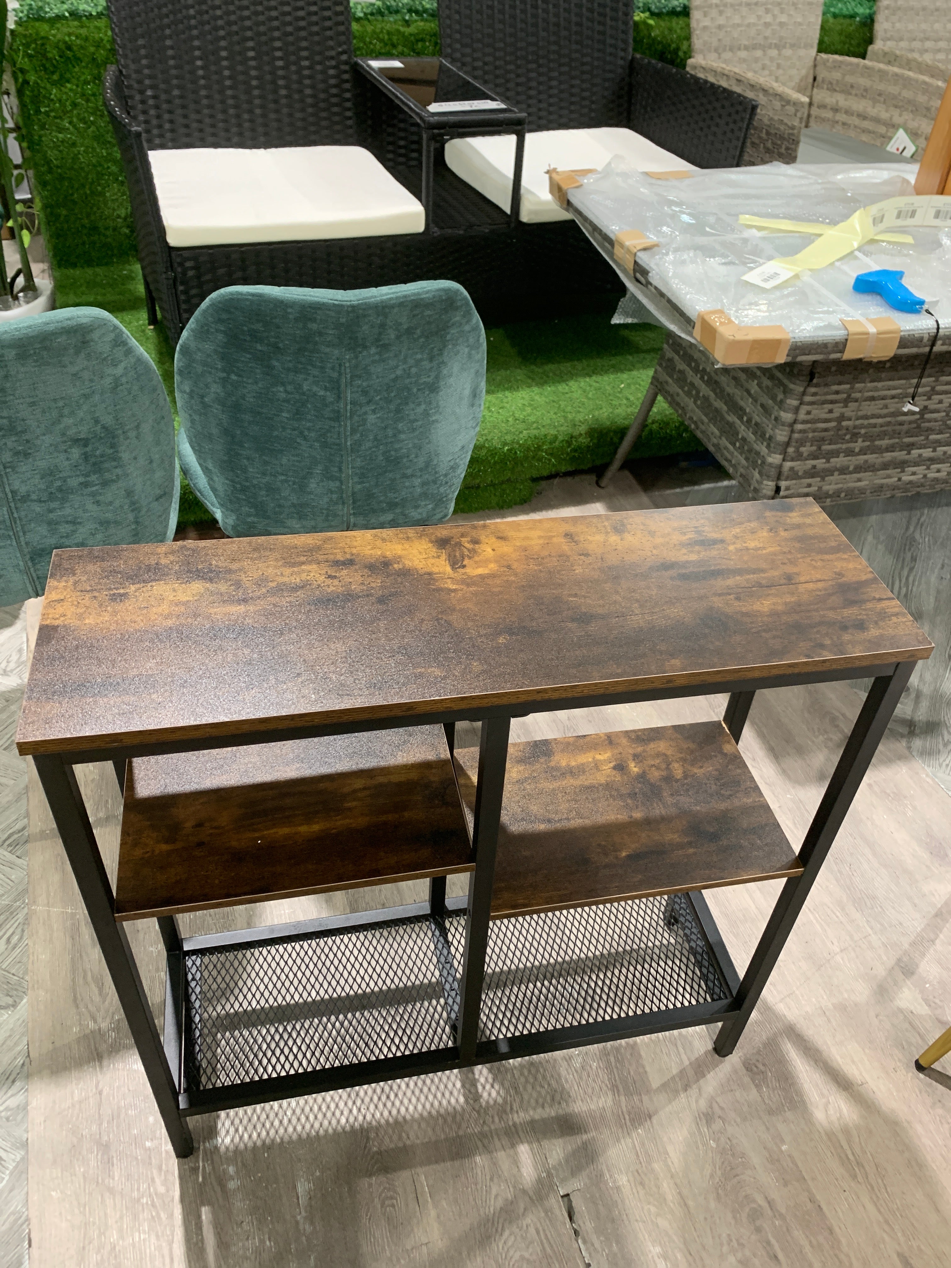 4 Tier Industrial Console Table Brown