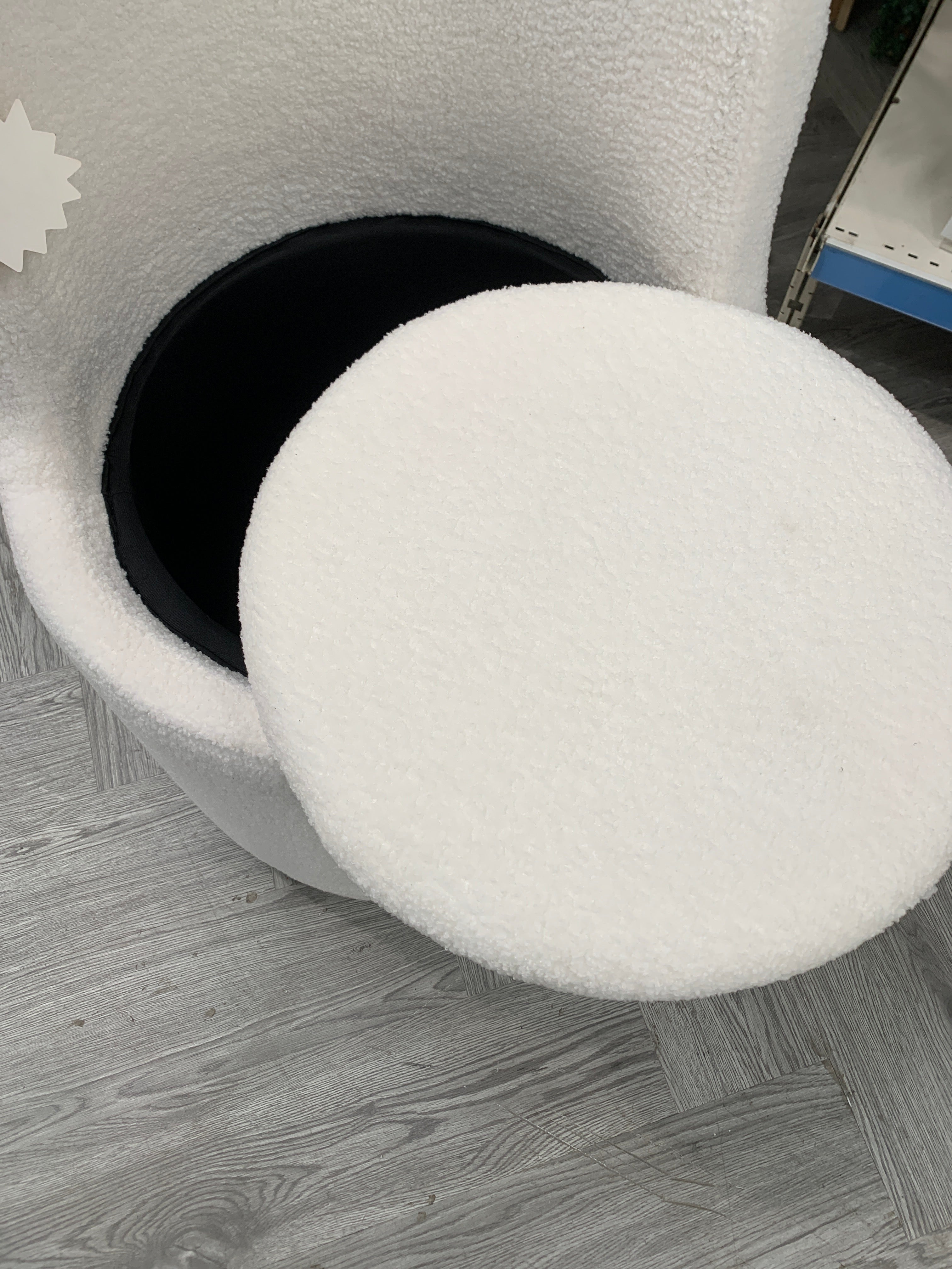 Upholstered Sherpa Swivel Chair with Hidden Storage
