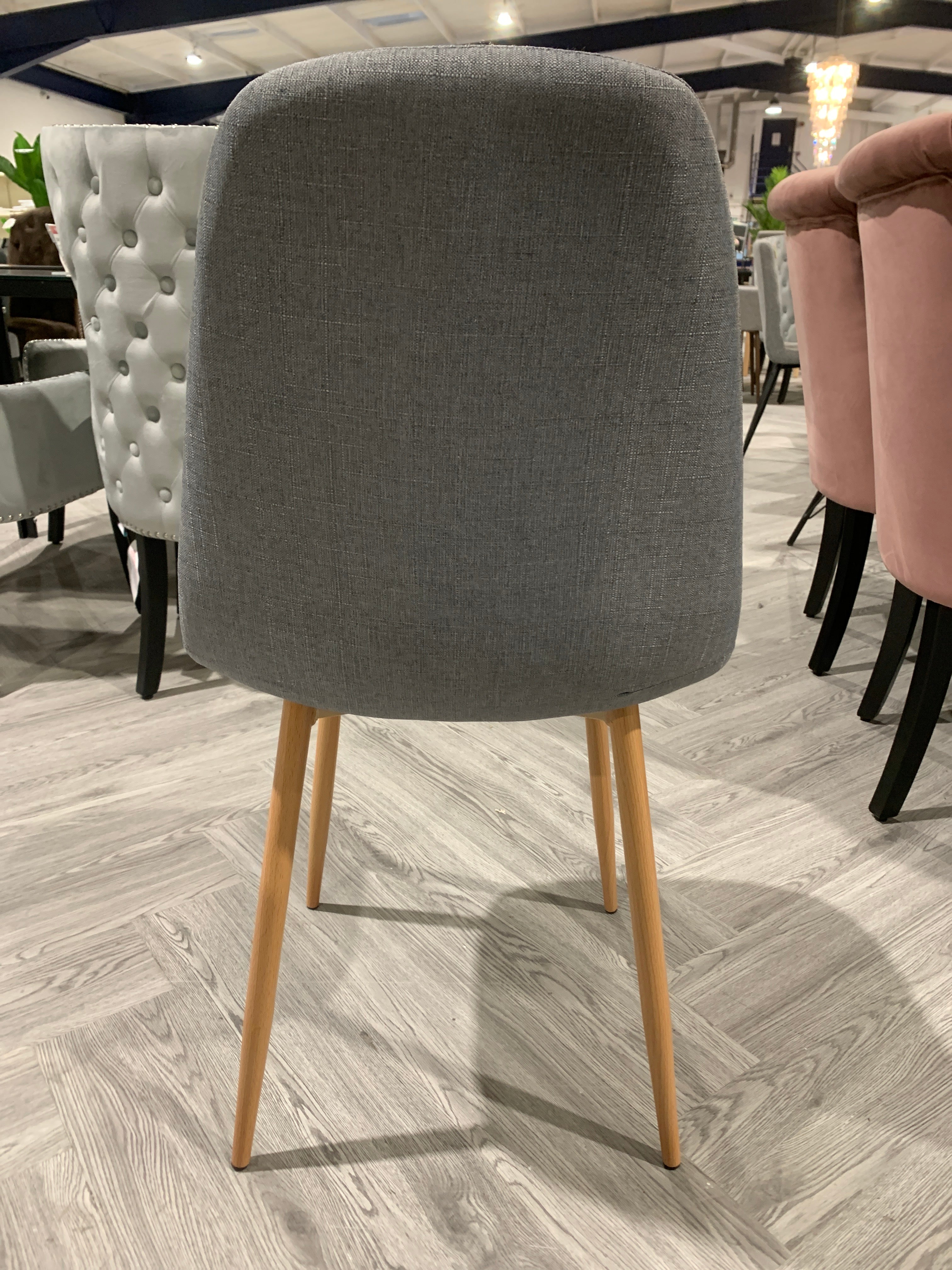 Linen Upholstered Dining Chair Grey 1PC