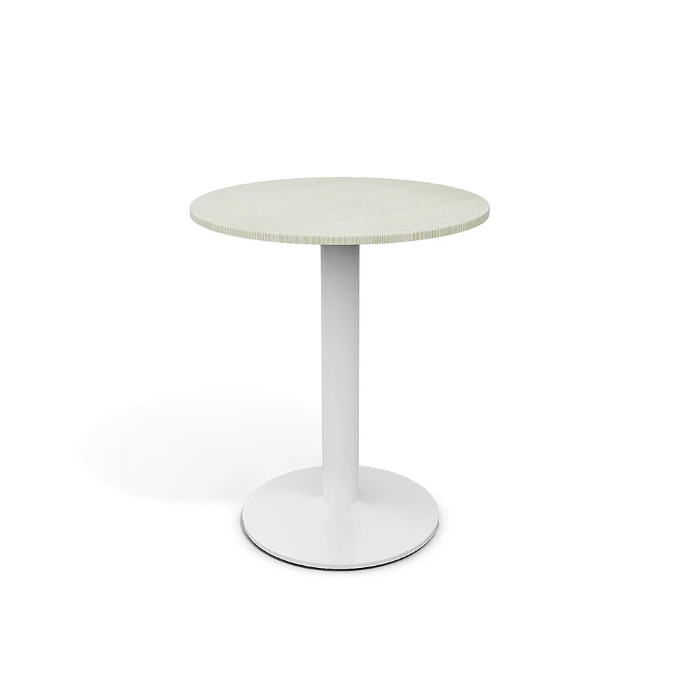 White Round Cafe Table with Metal Base