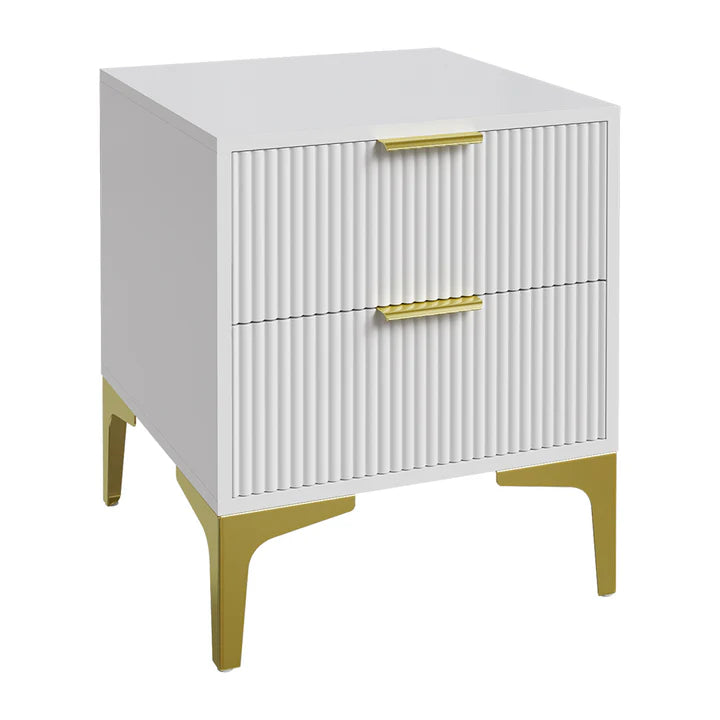 New Bedside Table with Two Drawers with Anti Slip Metal Legs