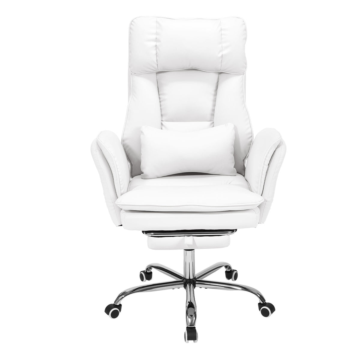 New High Back Ergonomic Office Chair with Footrest and Flip Up Armrest White