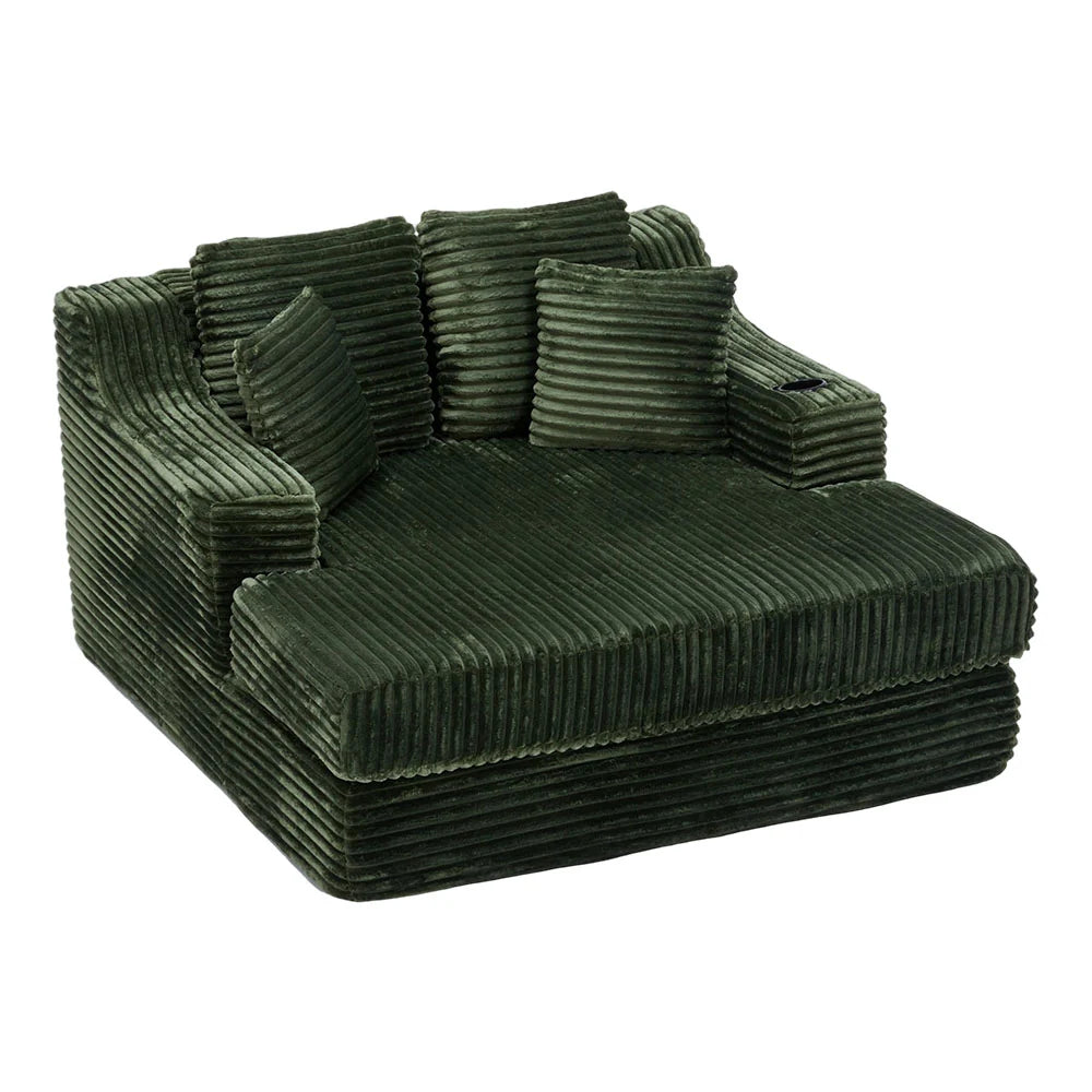 New Corduroy Upholstered Chaise Lounge Sofa Bed Green