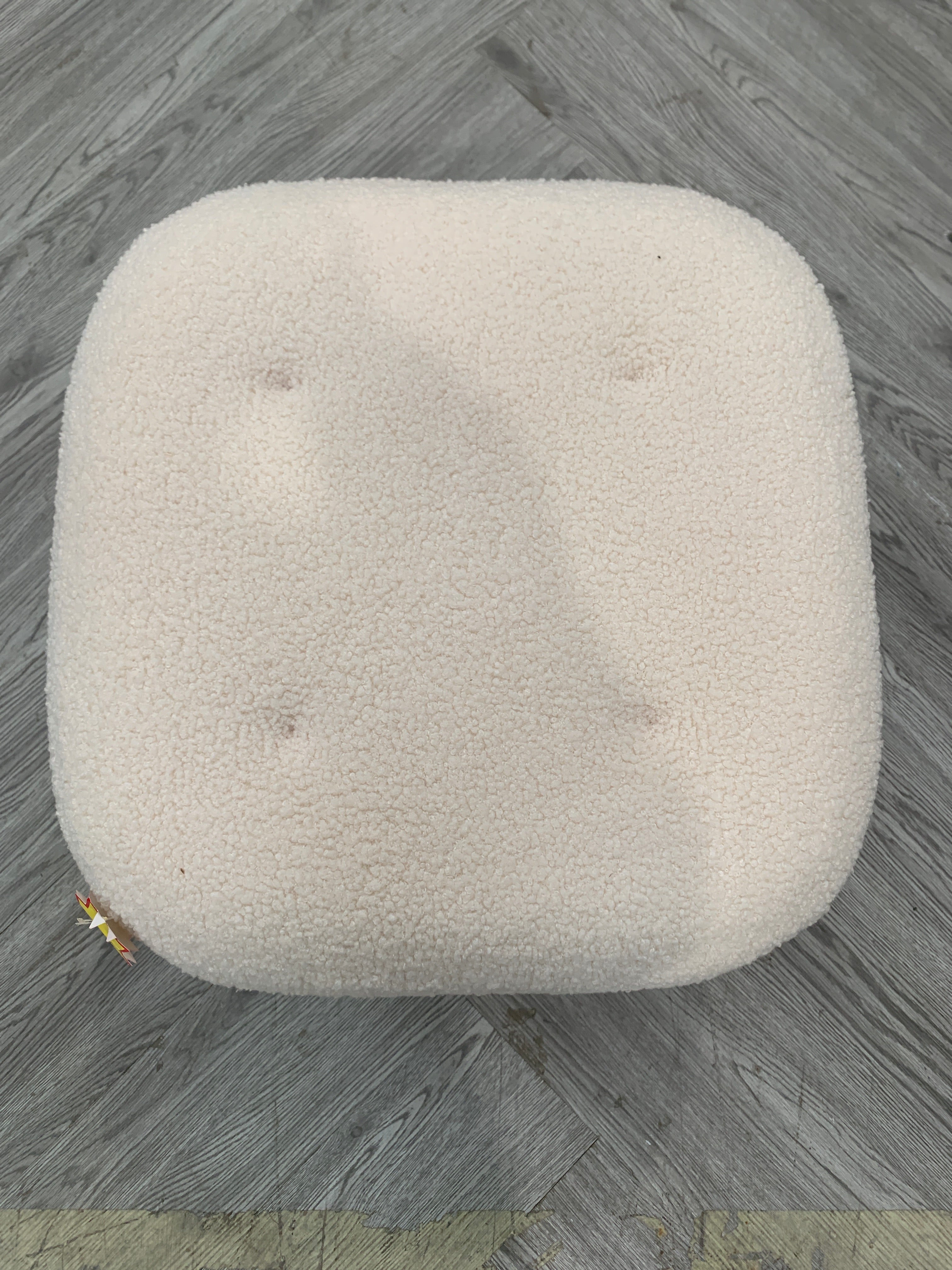 Beige Footstool Pouffe Stool with Wooden Legs