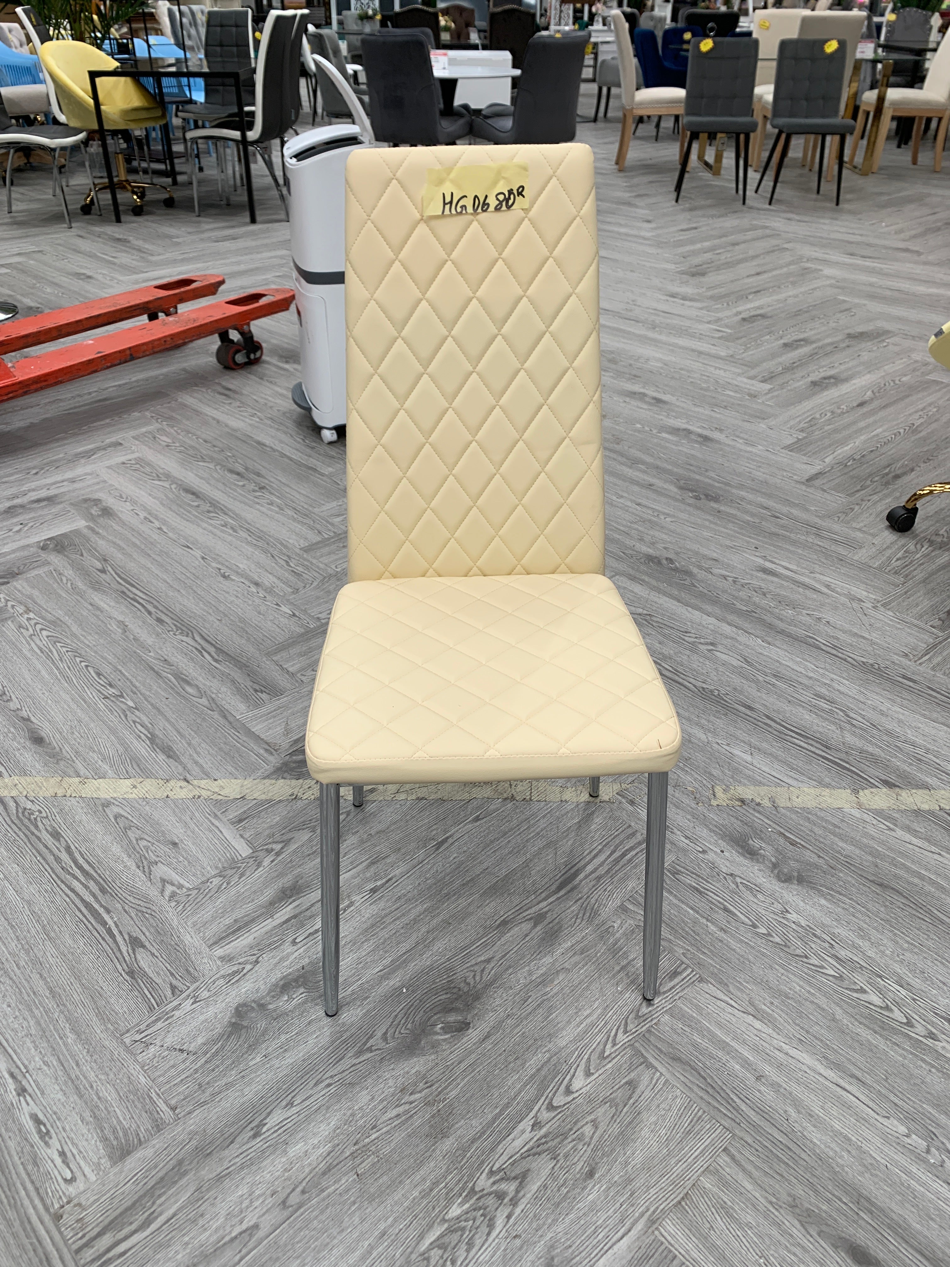 PVC High Back Modern Dining Chair Cream