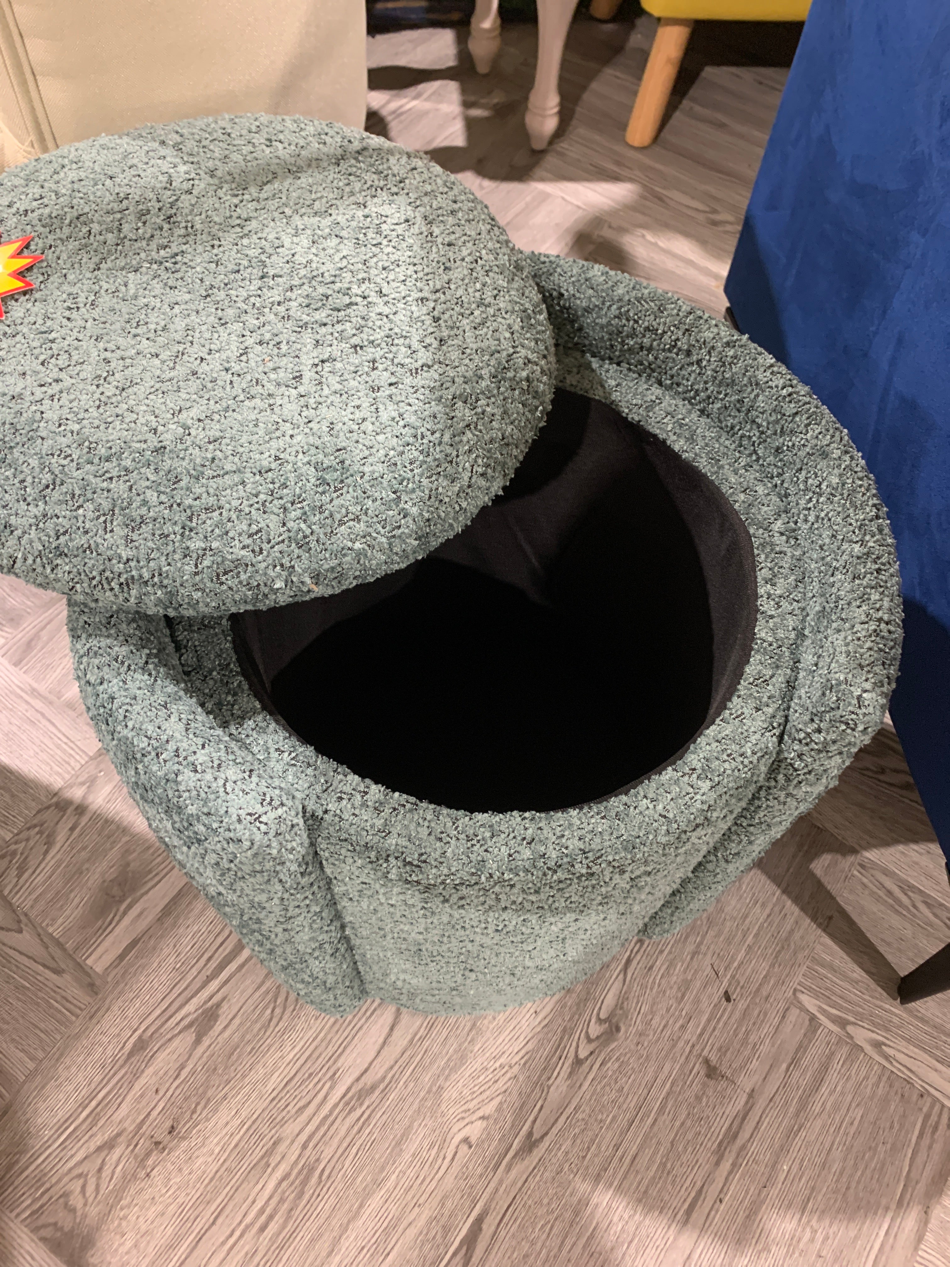 Chenille Upholstered Storage Ottoman Green