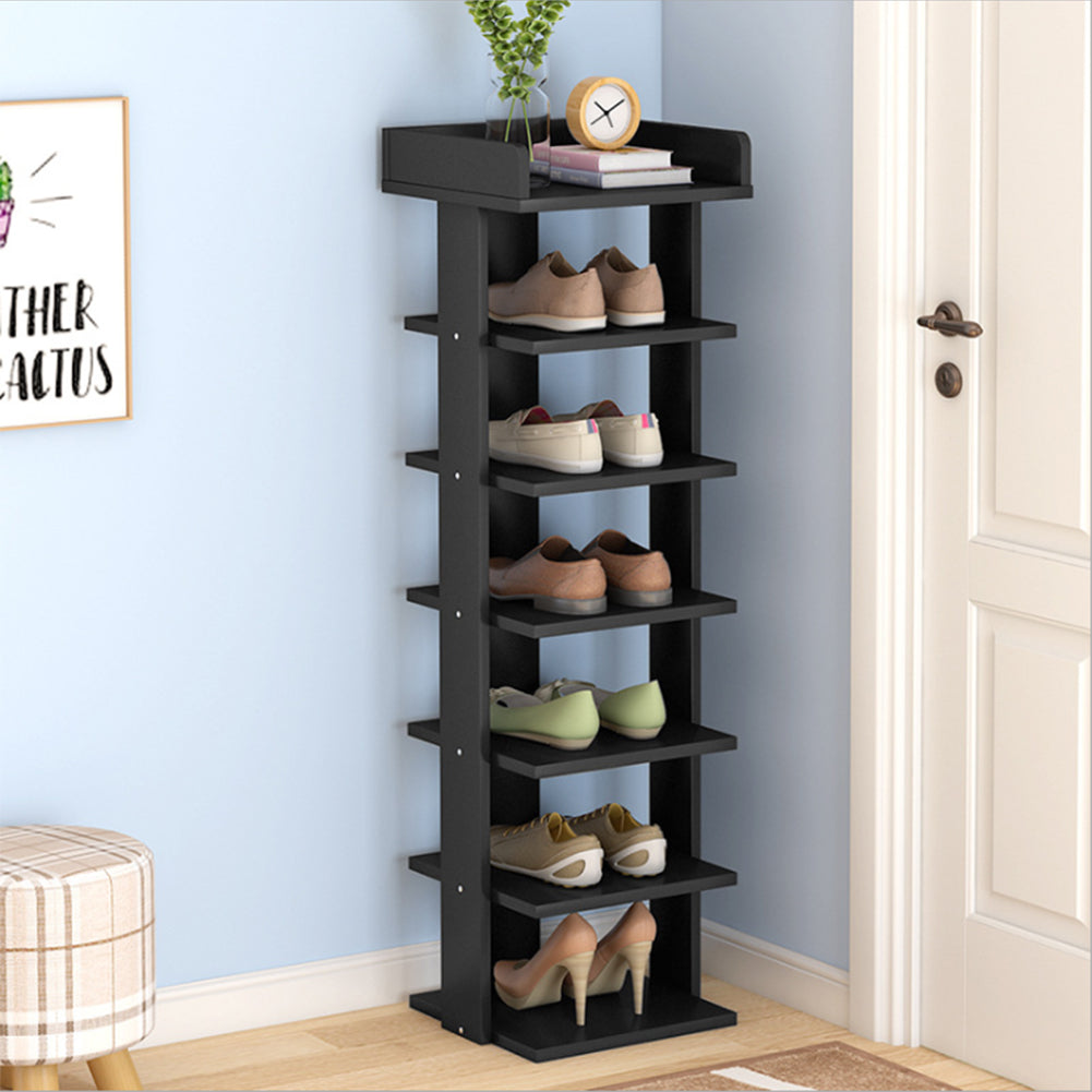 New 7 Tier Wooden Narrow Shoes Rack