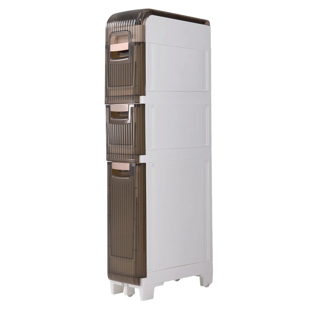 New 4 Tier Plastic Tall Narrow Storage Cabinet with Movable Wheels