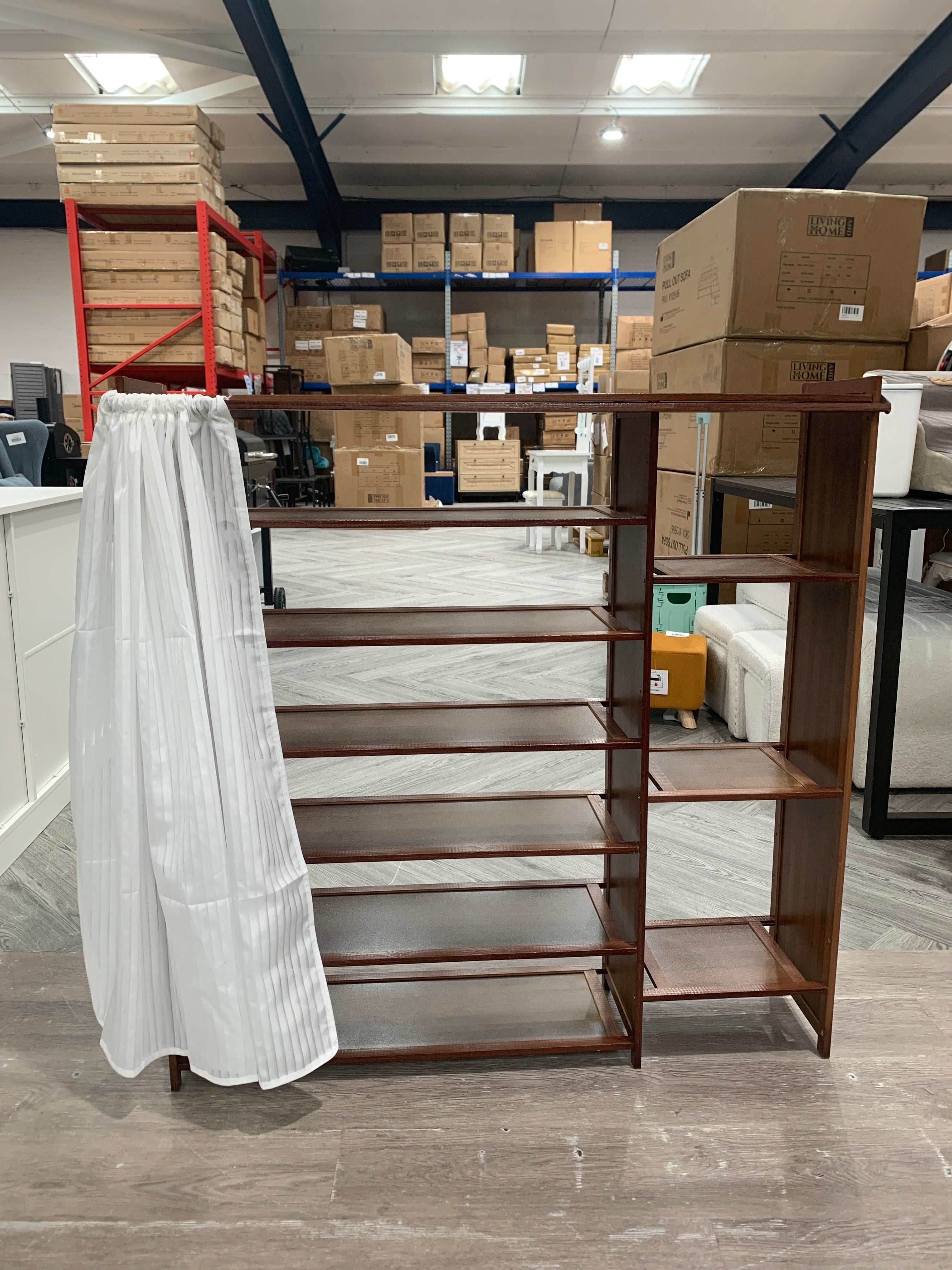 7 Tier Freestanding Shoe Rack with Dust Cover & Boot Compartment Natural