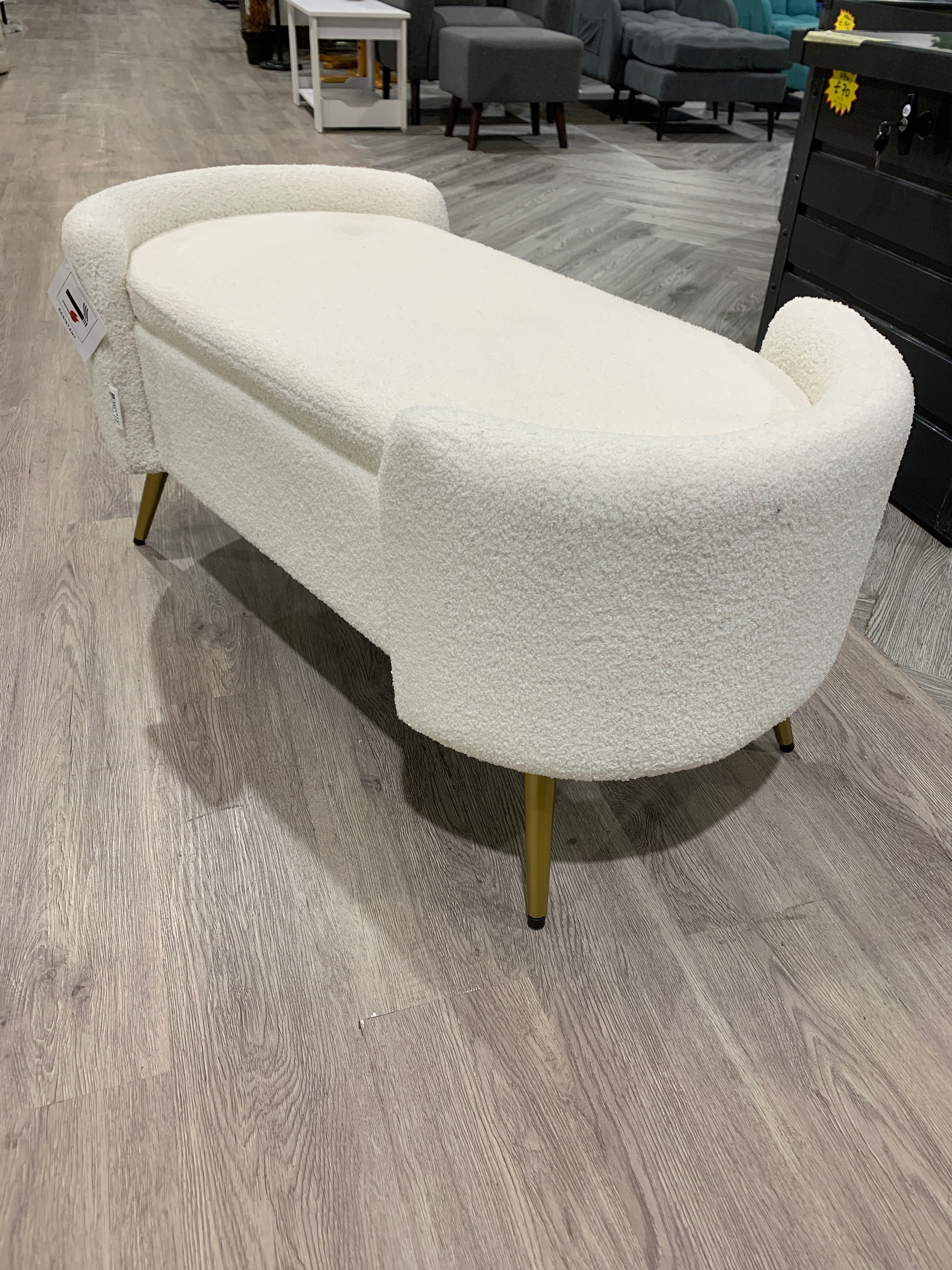 White Luxurious Upholstered Accent Bench