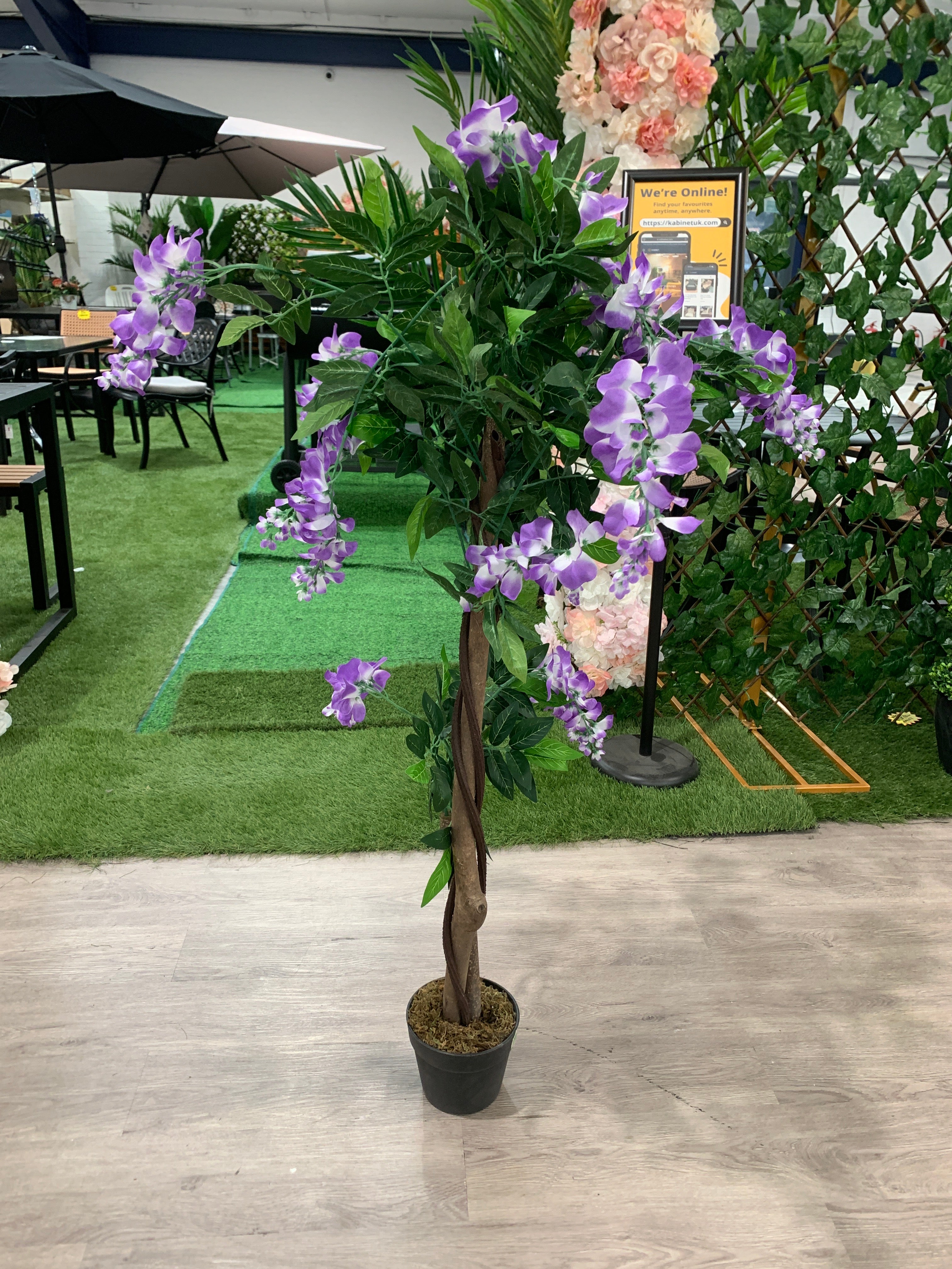 Artificial Flowers Plant in Pot for Home Decor Purple 120cm H