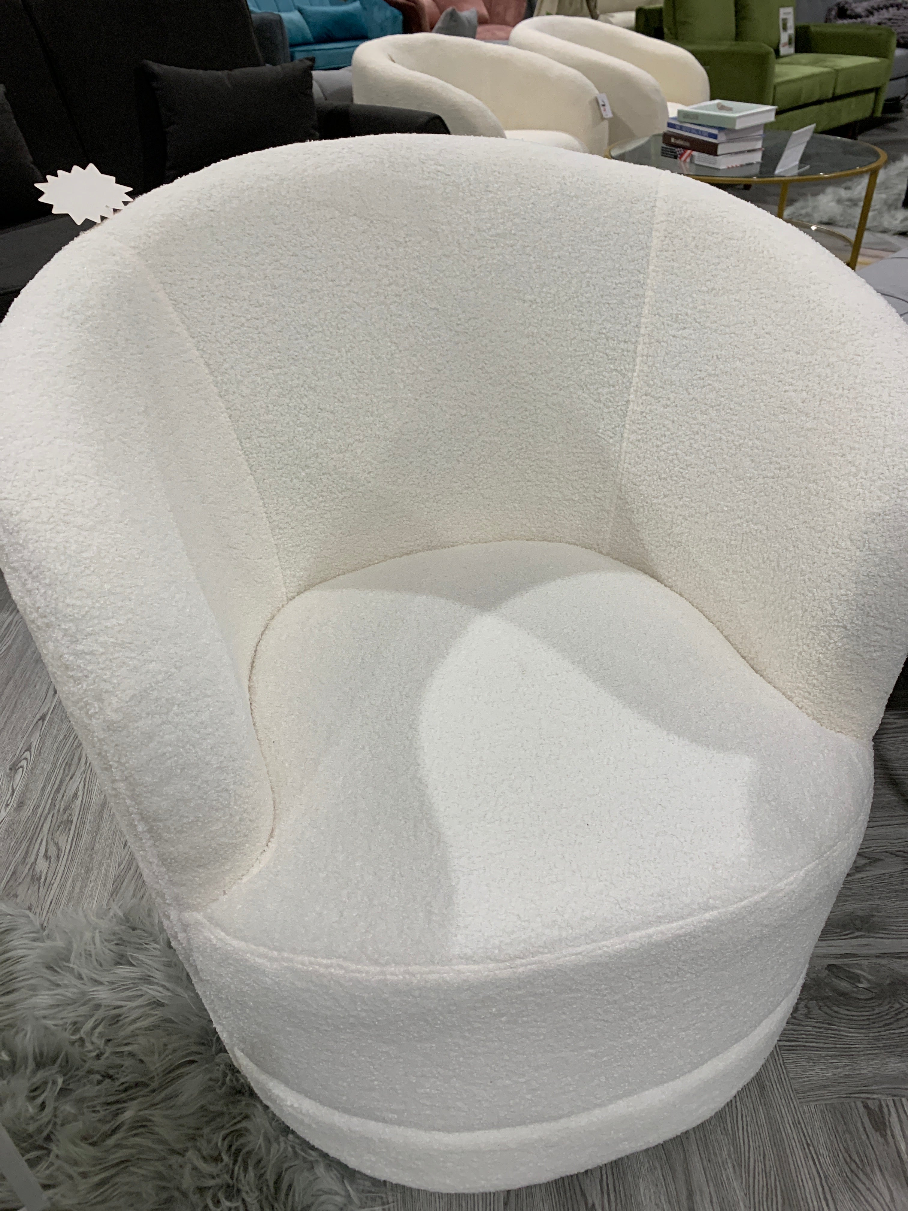 White Teddy Faux Fur Accent Swivel Chair