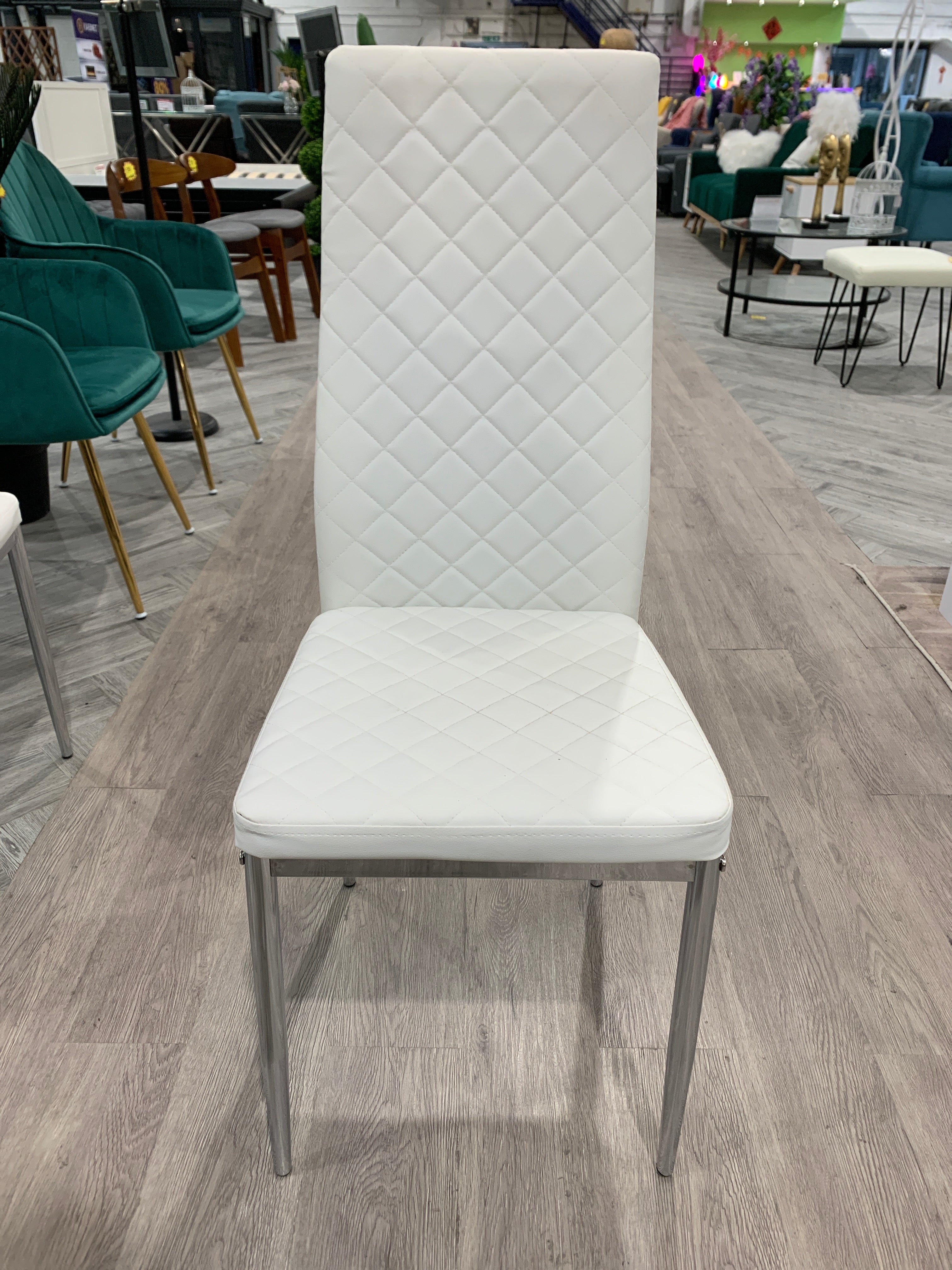 Modern Faux Leather Armless High Back Dining Chairs Chrome Legs