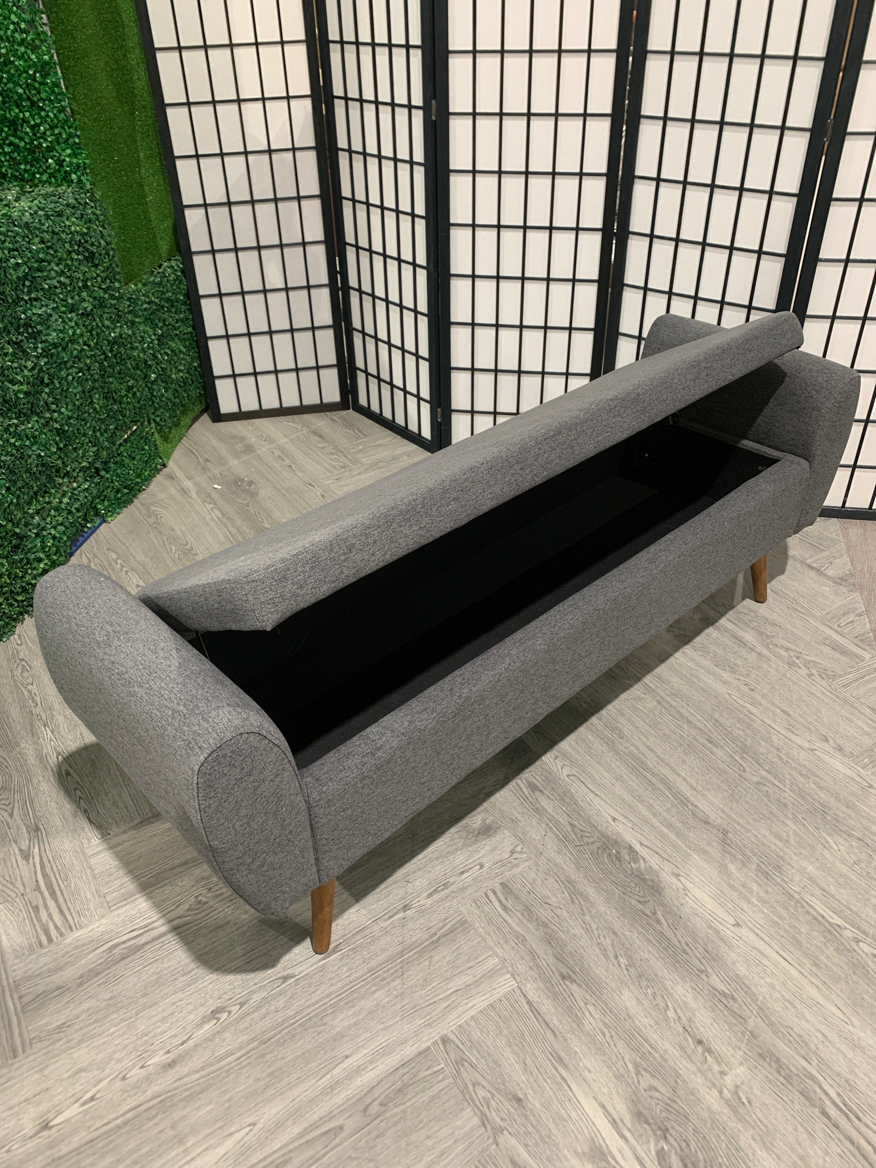 Linen Upholstered Storage Bench