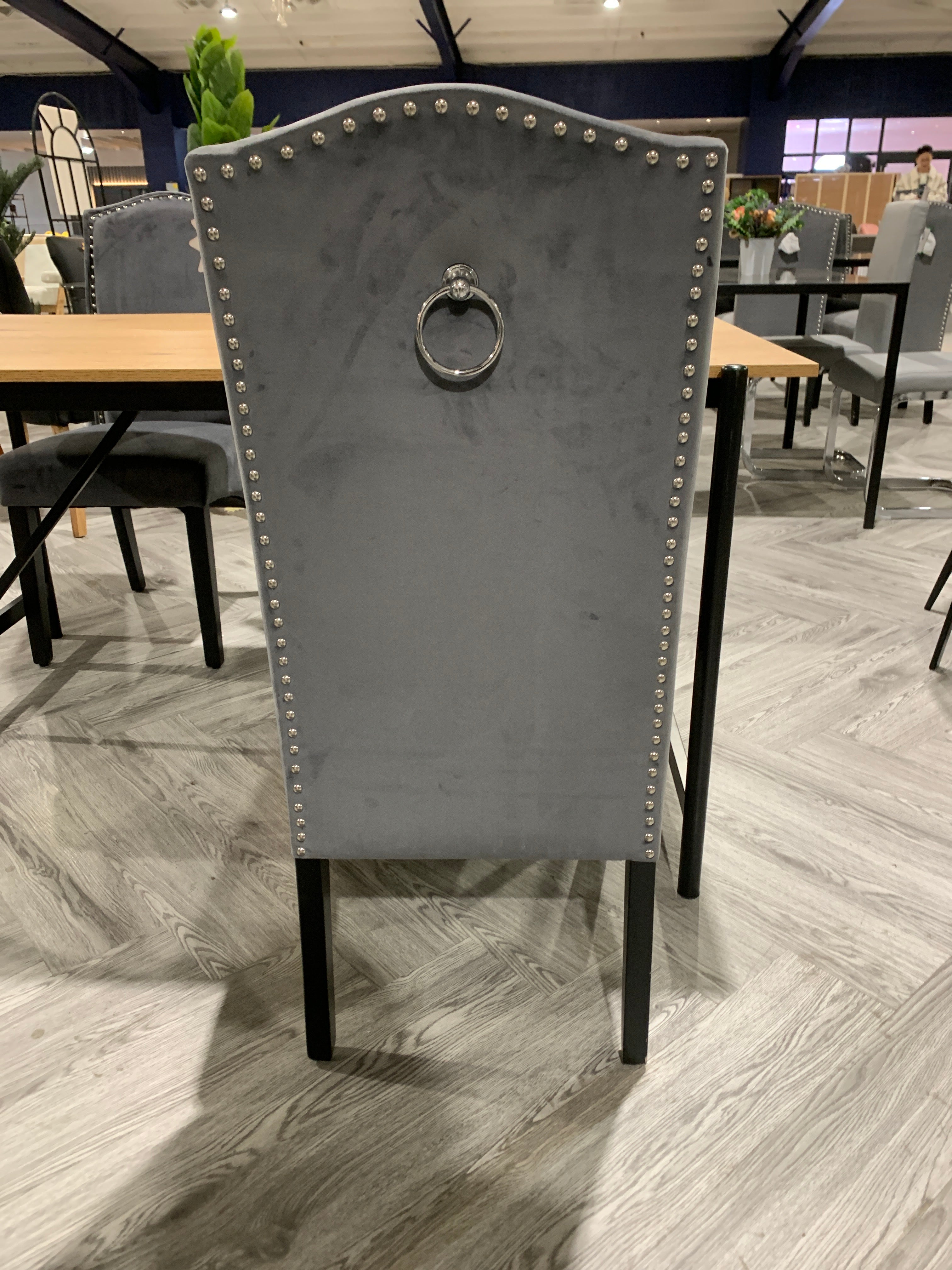 Grey Velvet High Back Dining Chair 1PC