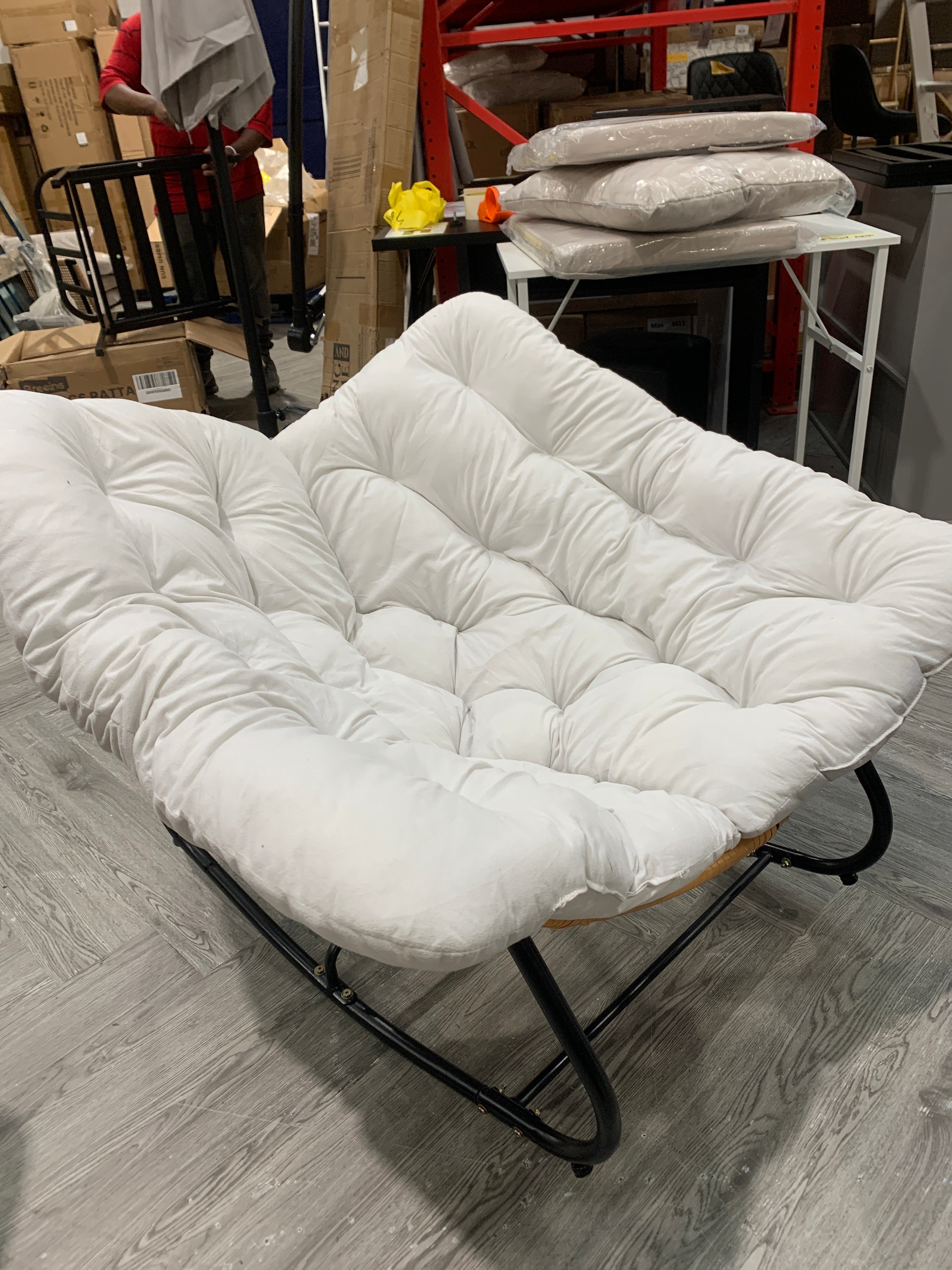 Modern Rocking Chair with Cushion Beige