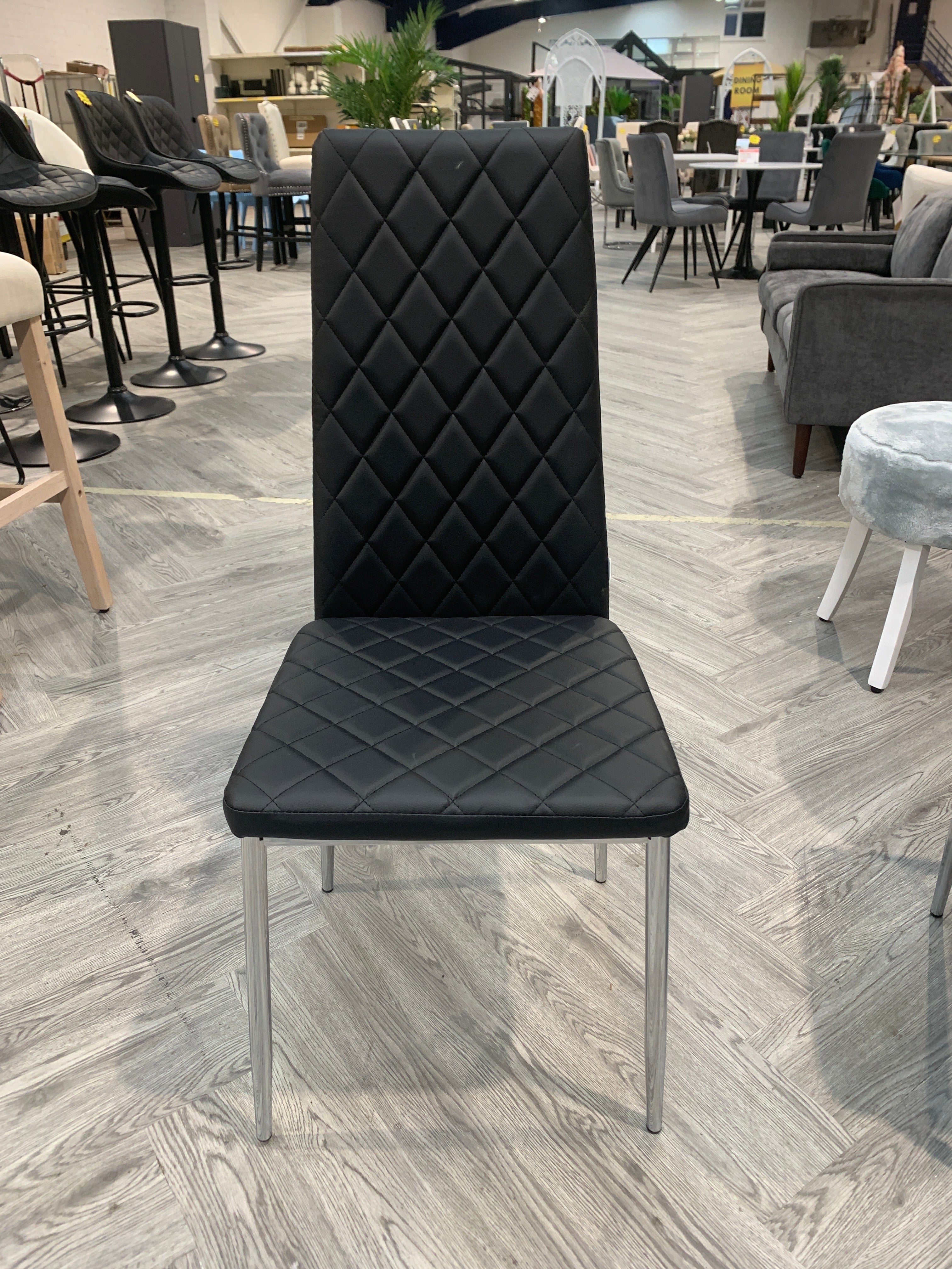 Black PVC High Back Modern Dining Chair