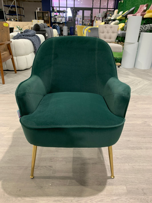 Green Modern Armchair with Gold Plated Legs