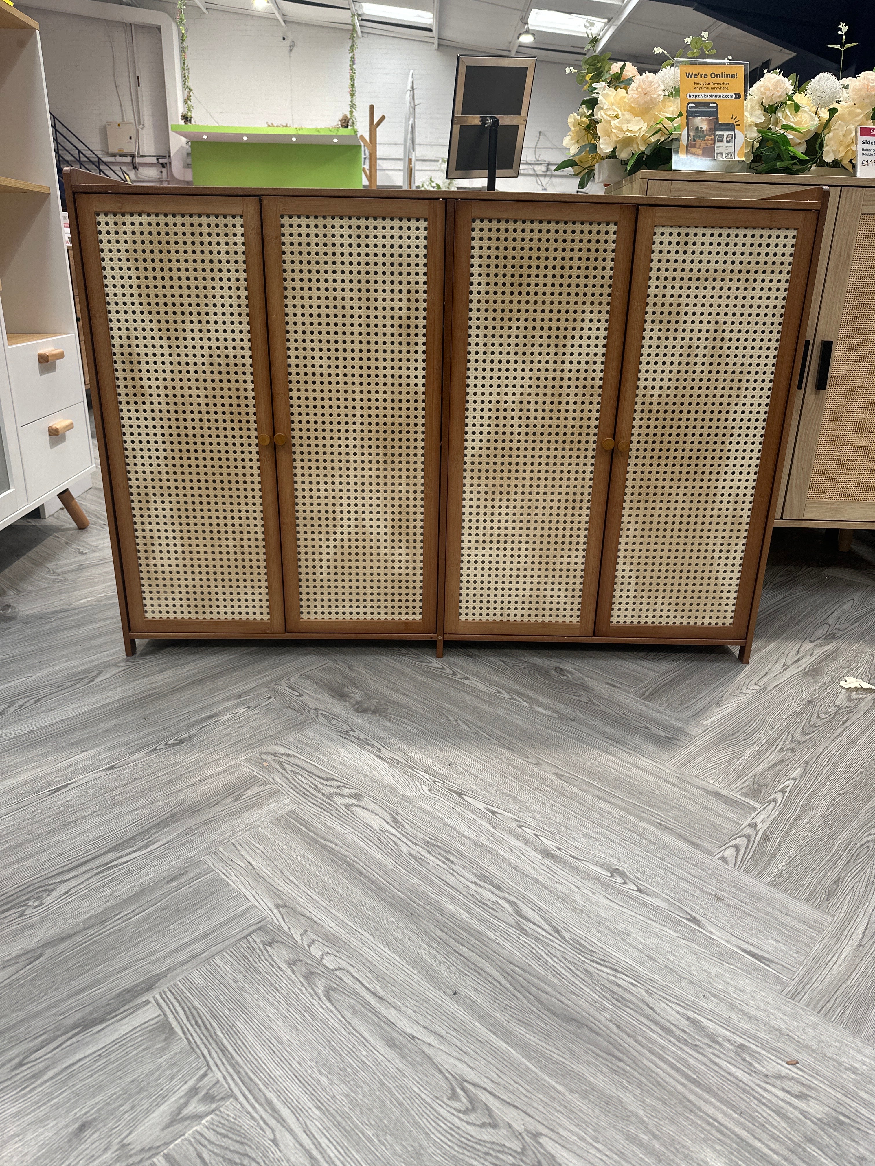 Bamboo Shoe Storage Cabinet with 4 Doors