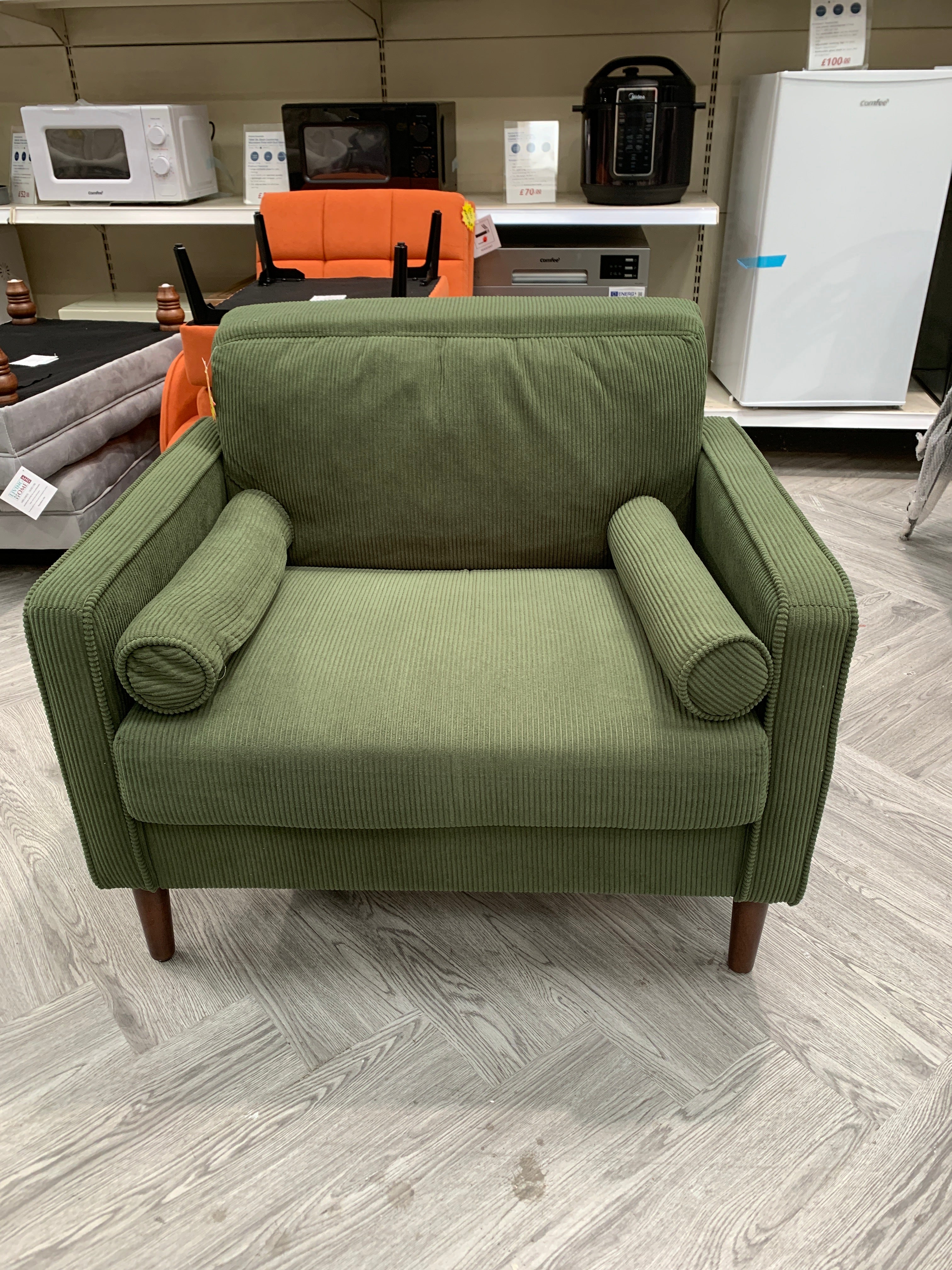 Upholstered Single Sofa Armchair Green